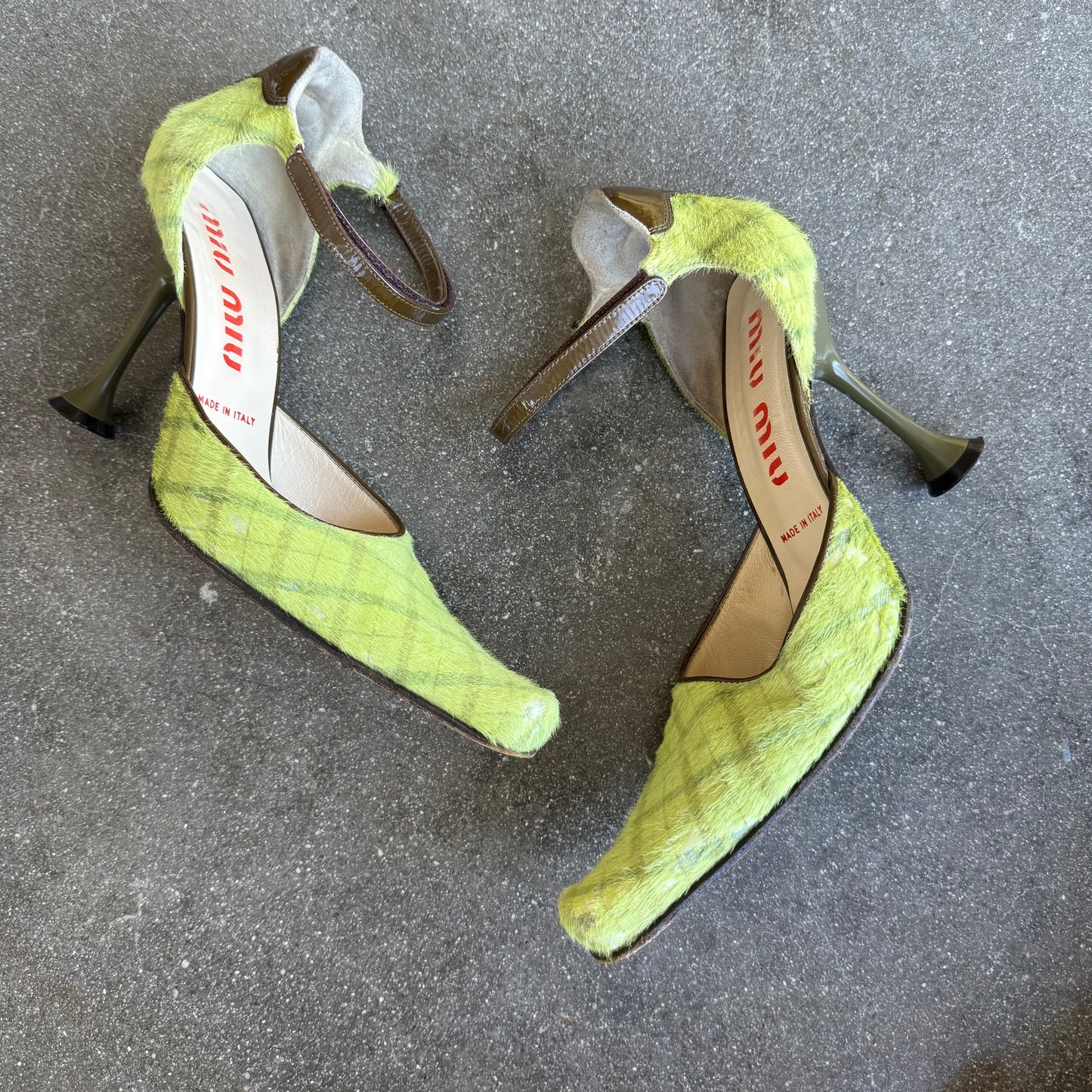 FW99 miu miu Tartan Ponyhair Mary Janes - US 10-10.5