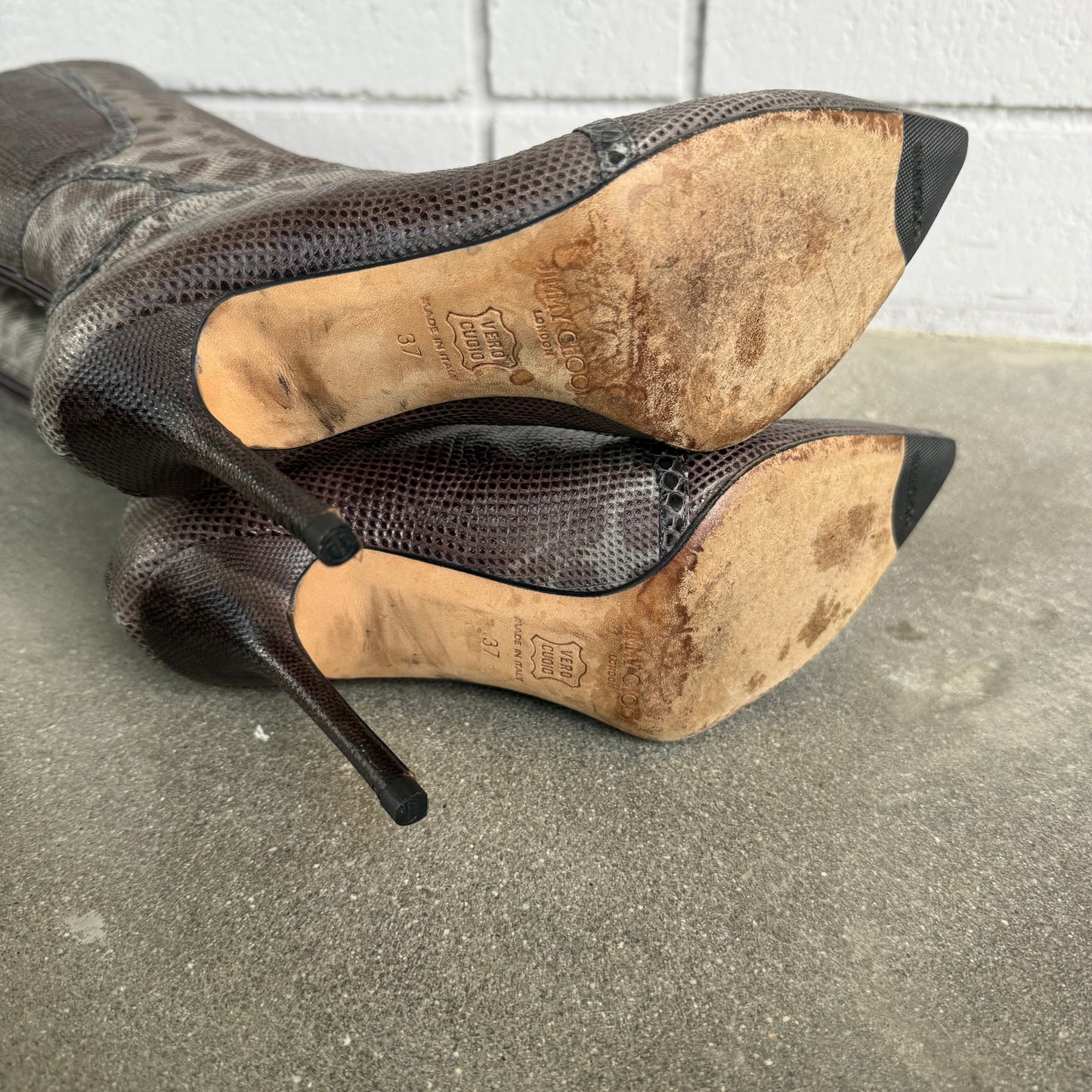 00s Jimmy Choo Karung Stiletto Boots - US 6