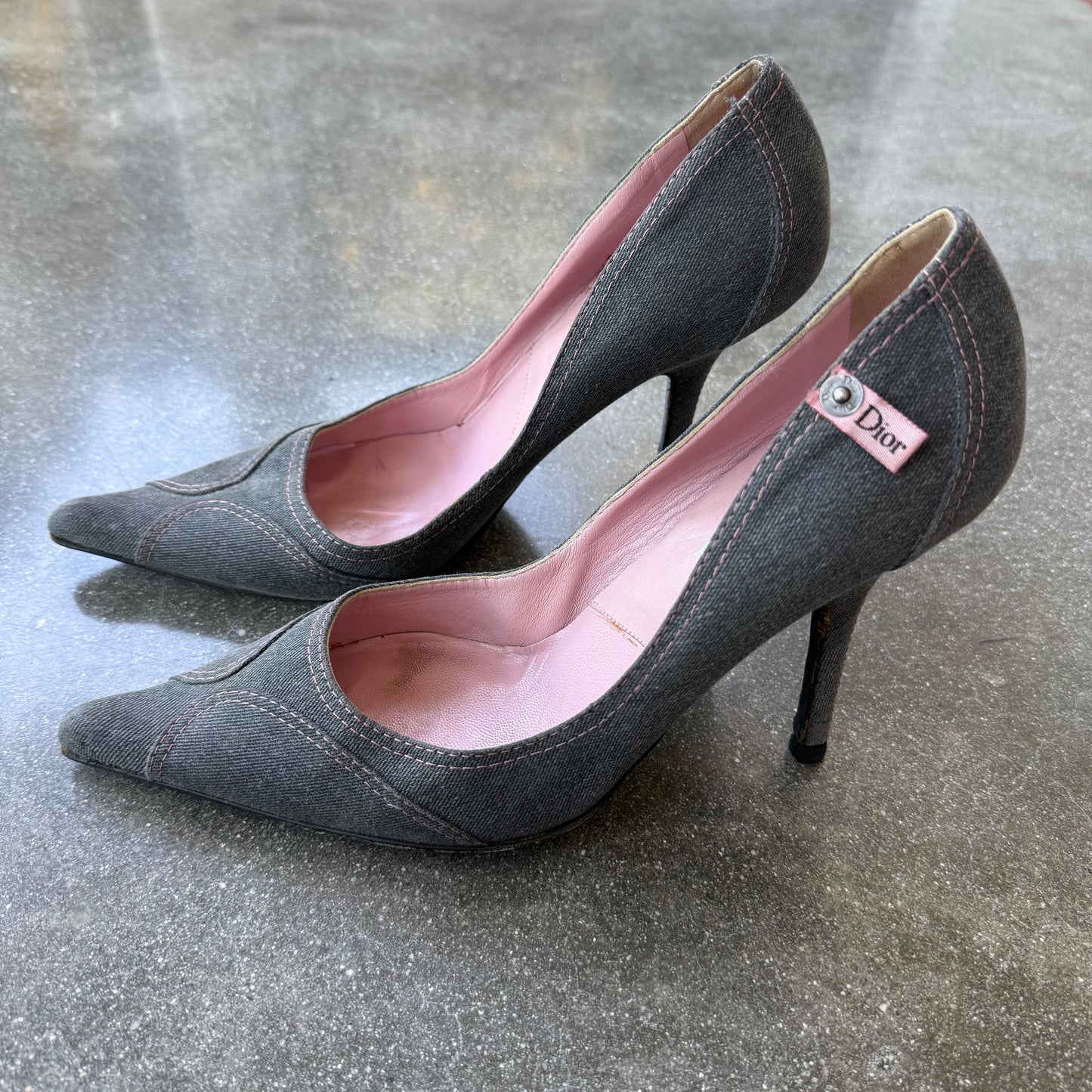 SS03 John Galliano Christian Dior Denim Pumps - US 9