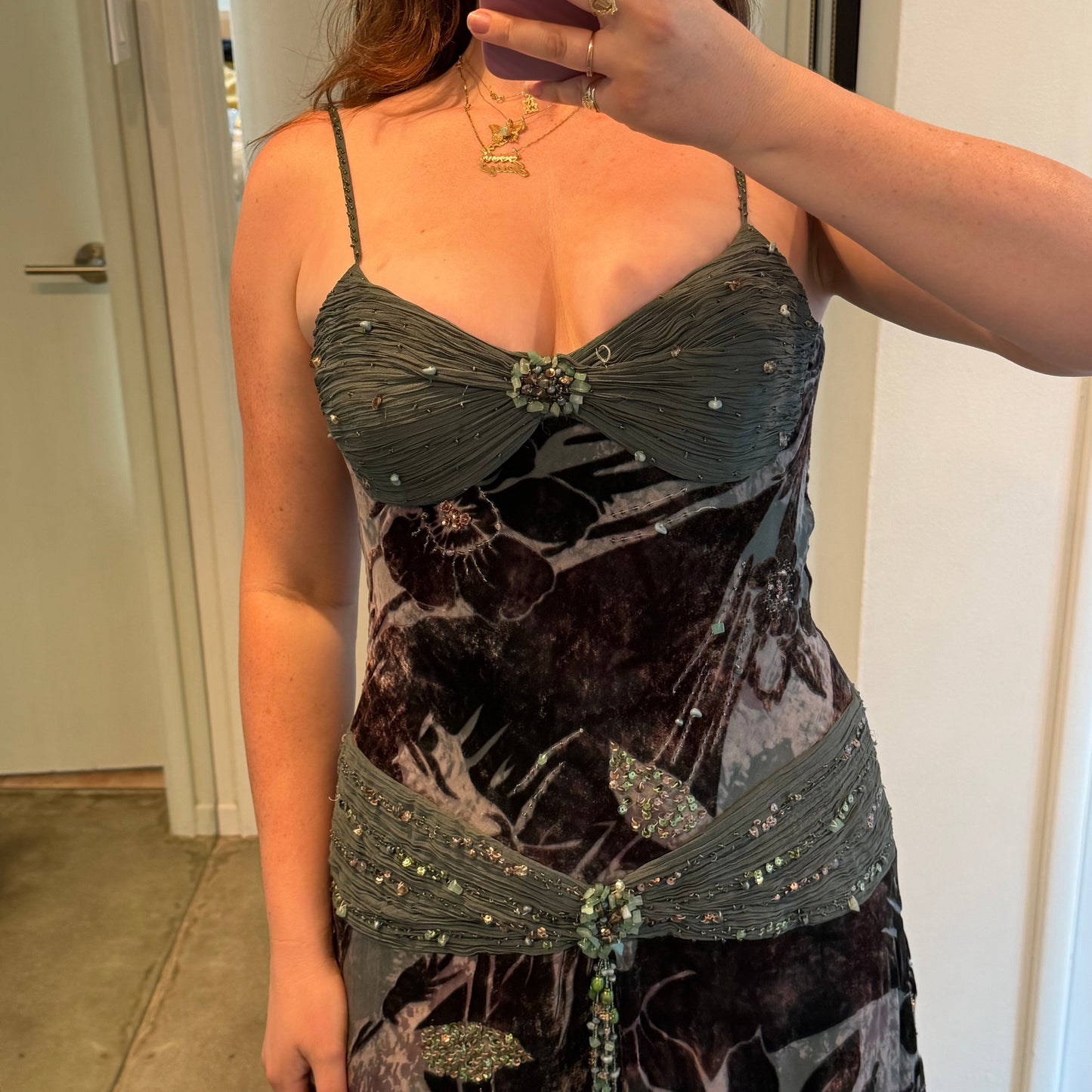 Vintage Sue Wong Silk Velvet Burnout Dress