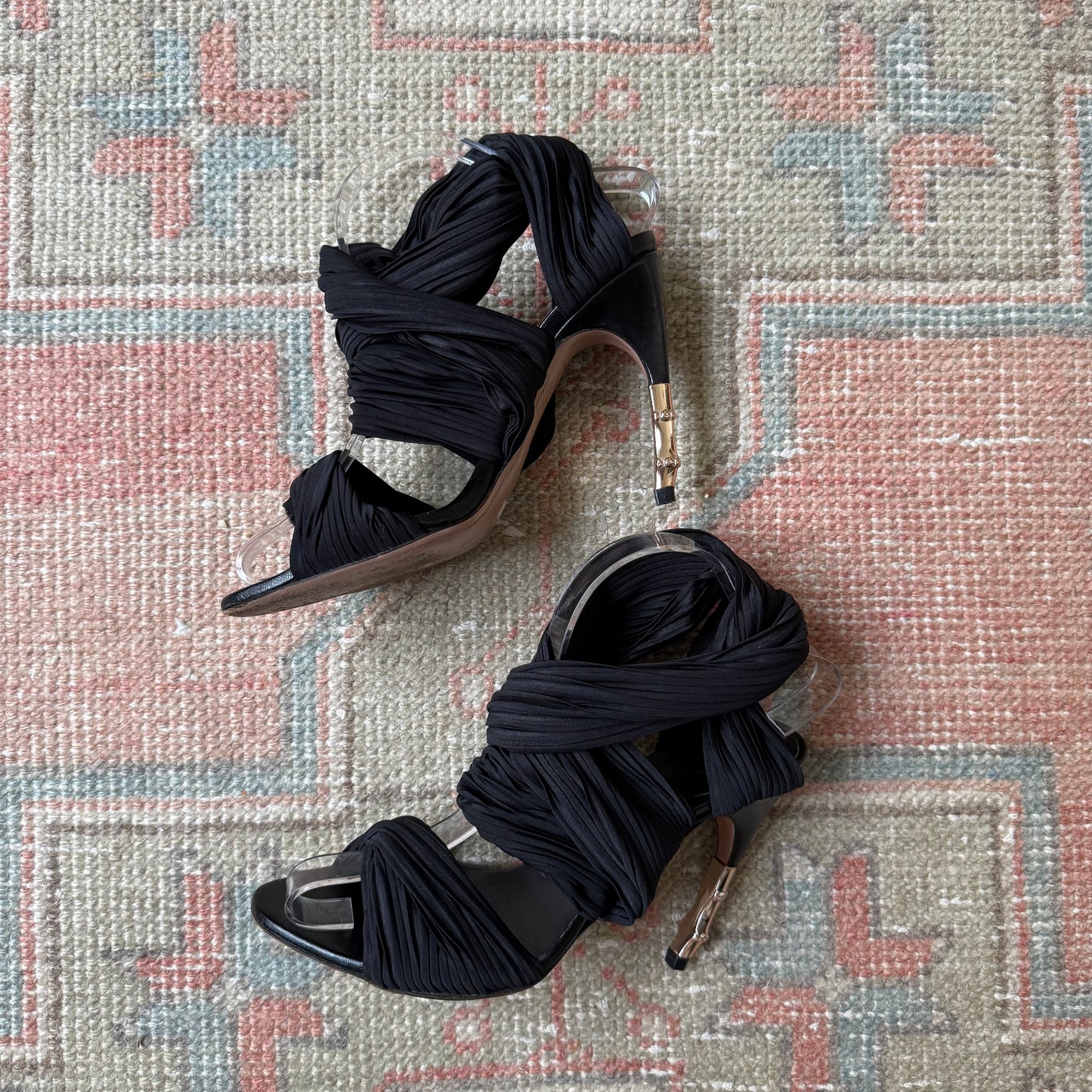 S/S2004 Tom Ford Gucci Plissé Bamboo Heels - US 6.5