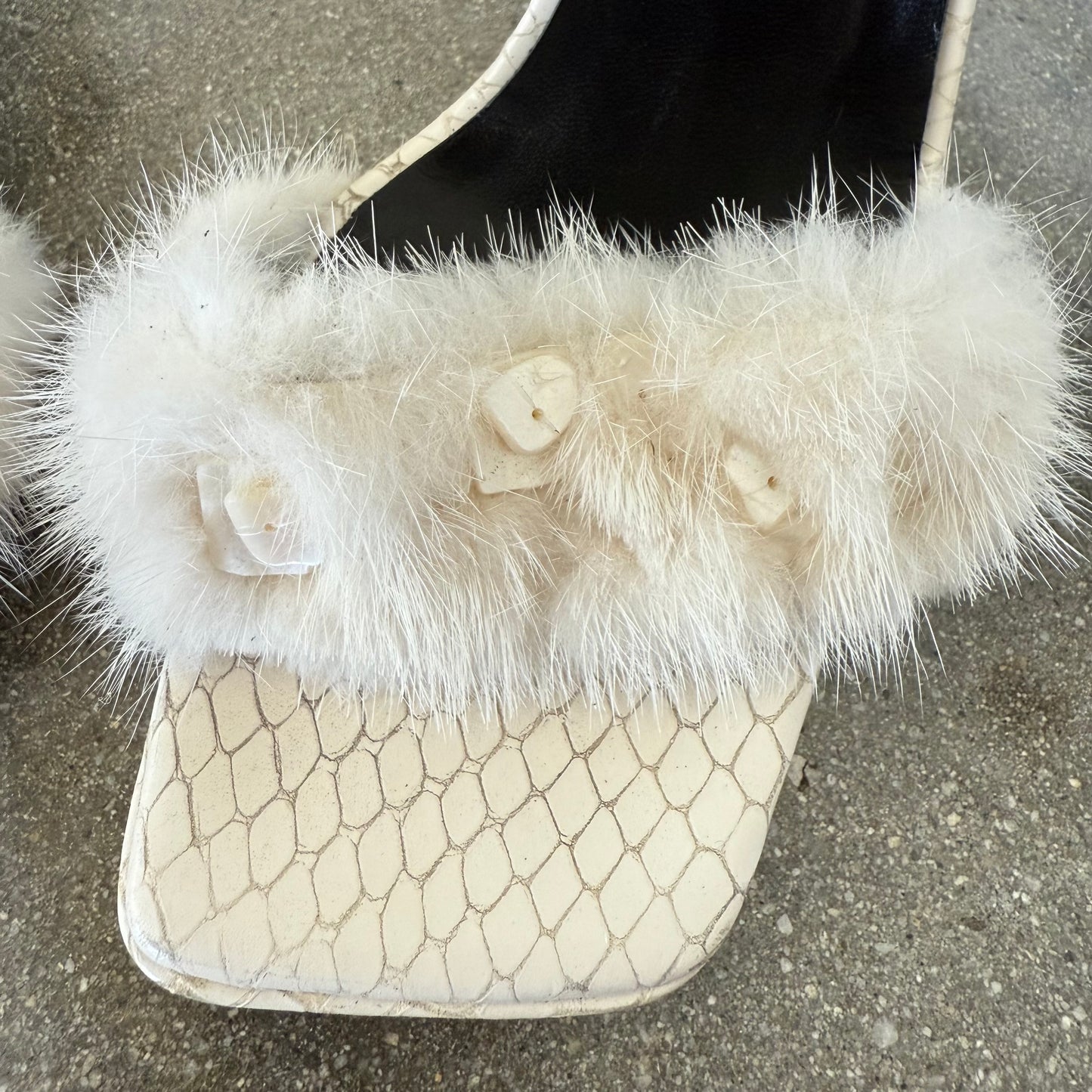FW99 Gianni Versace Python & Mink Sandals - US 8-8.5