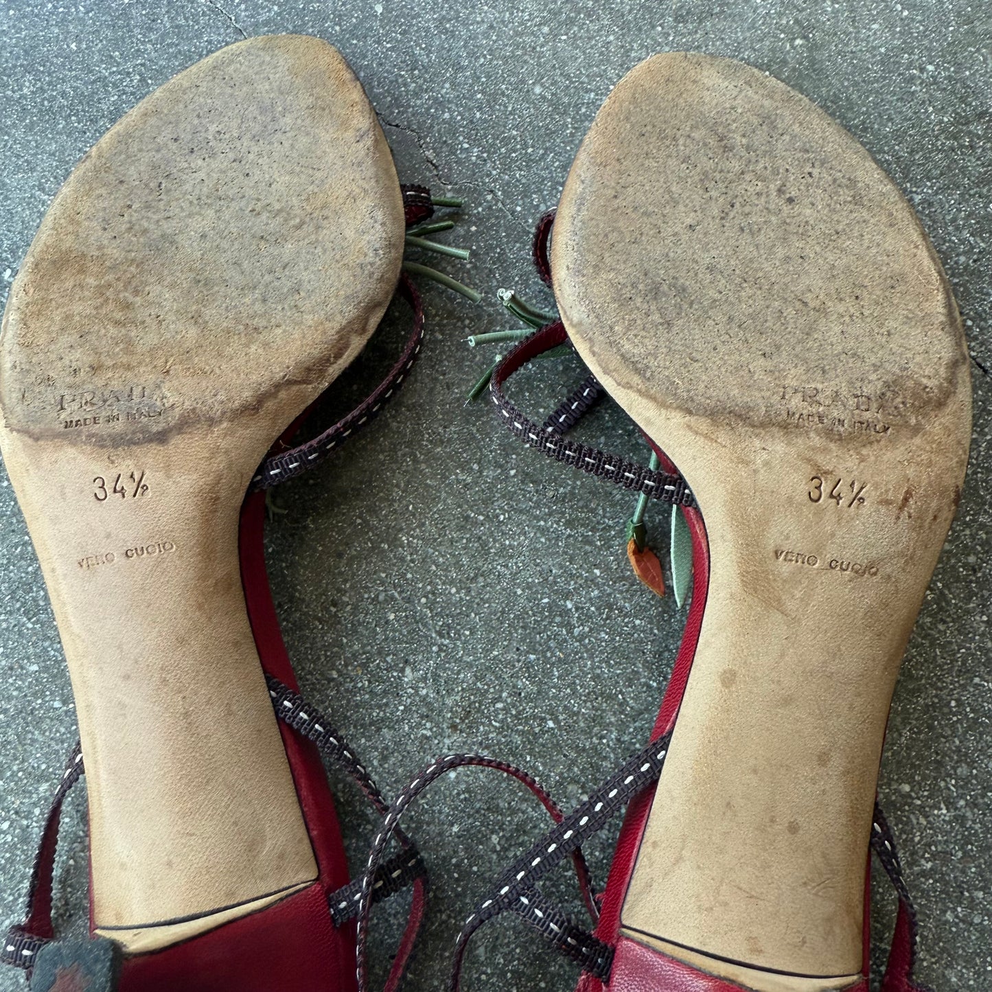 SS03 Red Prada Bouquet Strappy Red Sandals - US 5-5.5