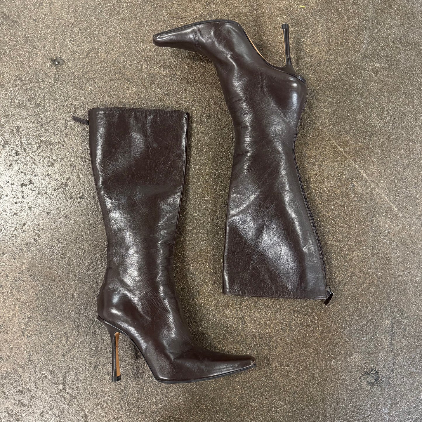 Jimmy Choo Kid Leather Chocolate Brown Boots - US 5.5-6