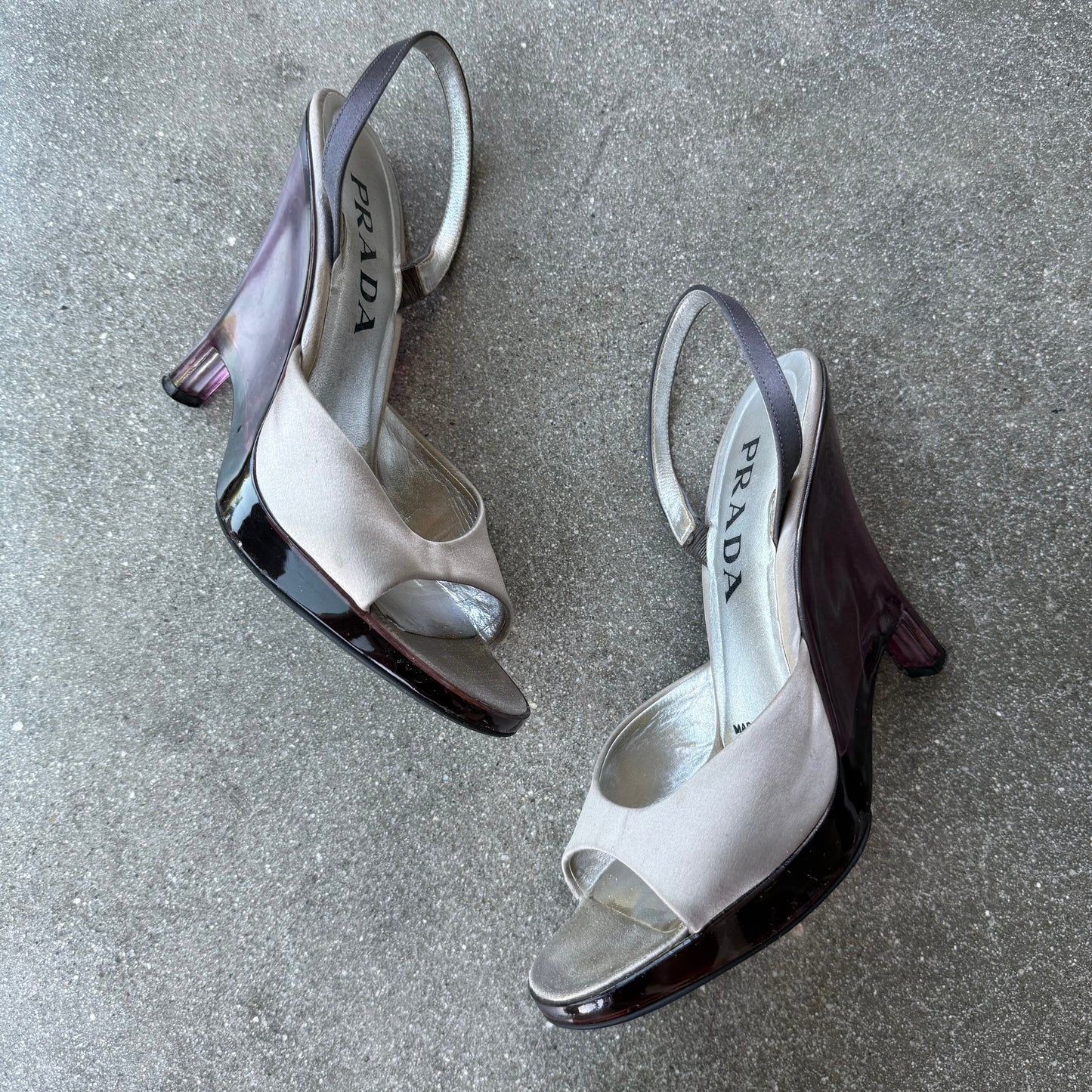 SS98 Prada Satin & Lucite Slingback Wedge - US 7.5-8