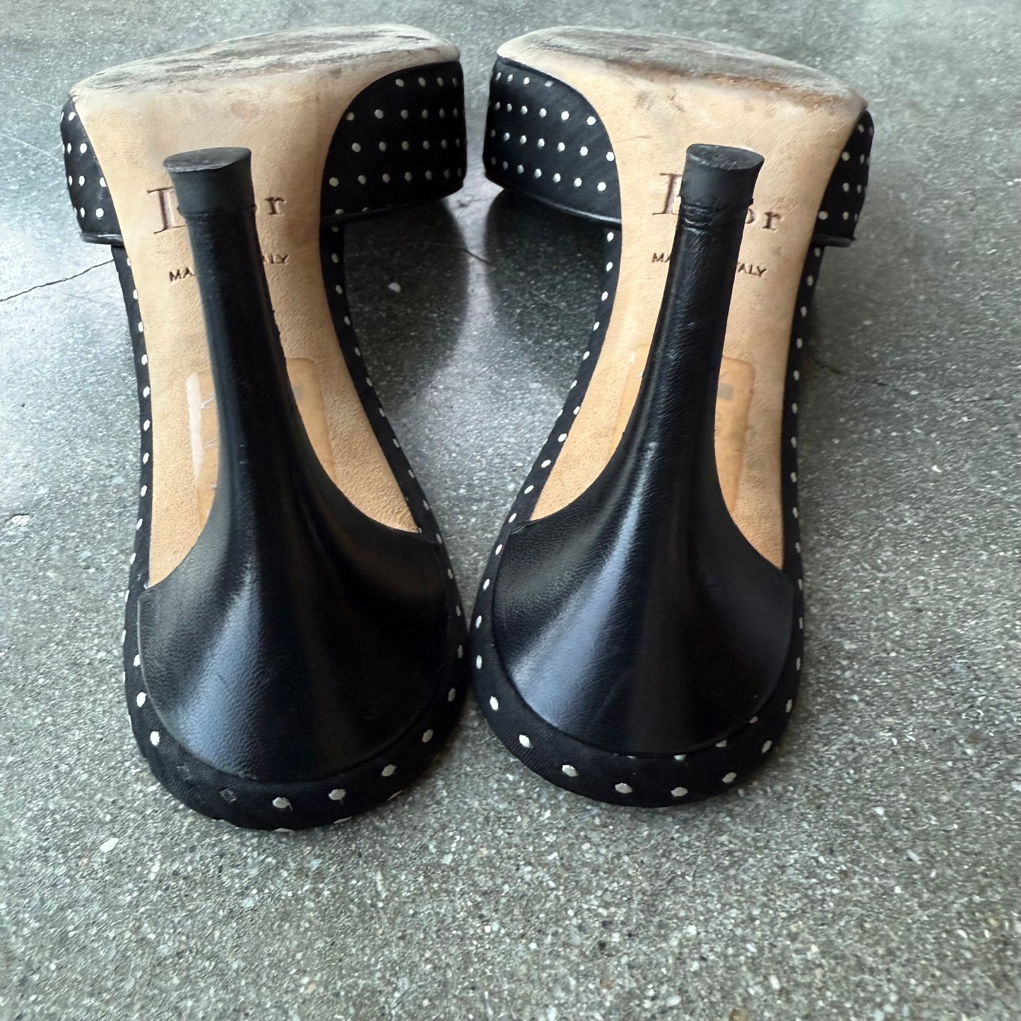 John Galliano Christian Dior Polka Dot Satin Mules - US 5.5-6