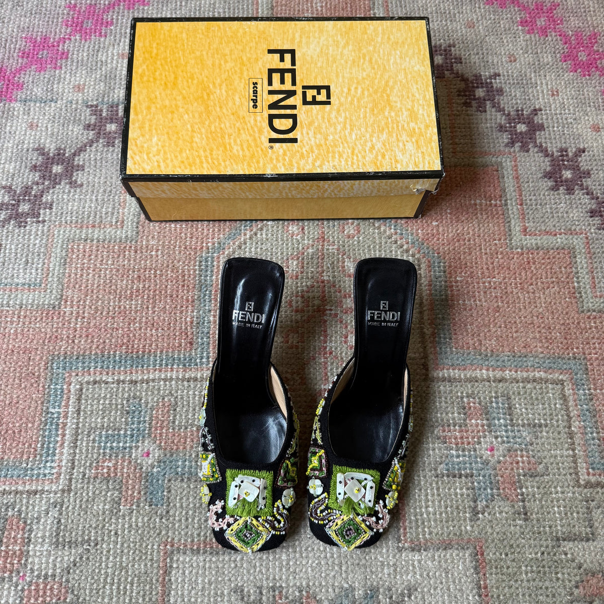 S/S2000 Fendi Beaded Mules - US 7
