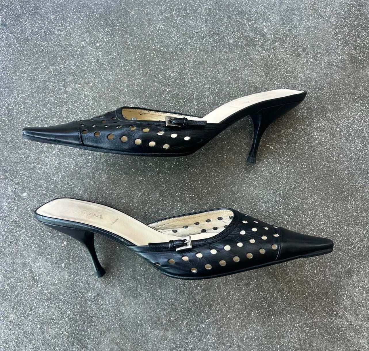 Vintage Prada Perforated Mules - US 8