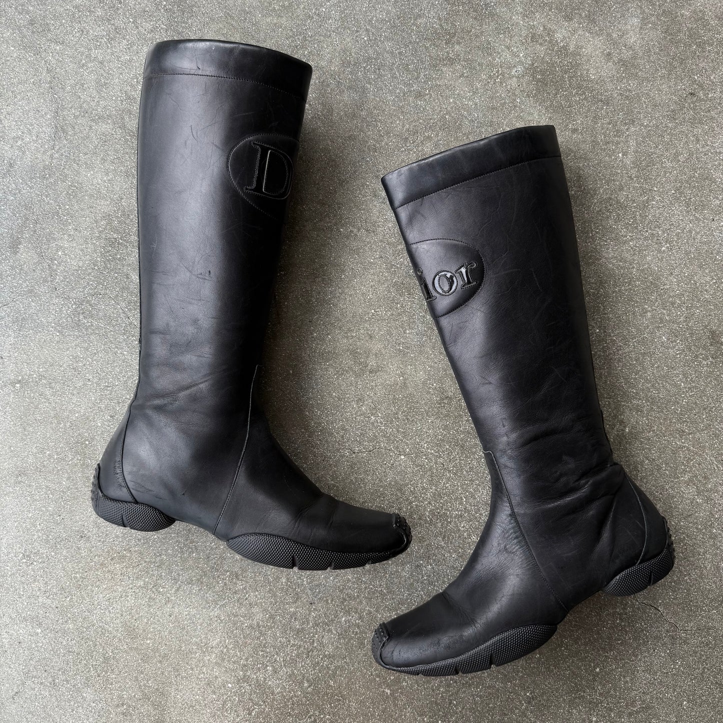 FW01 John Galliano Christian Dior Black Moto Boots - US 7
