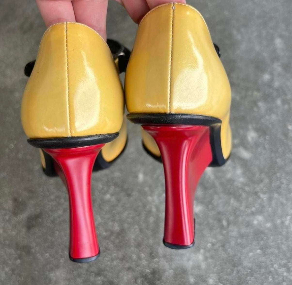 Prada FW98 Yellow and Red Patent Leather Mary Janes - US 6.5