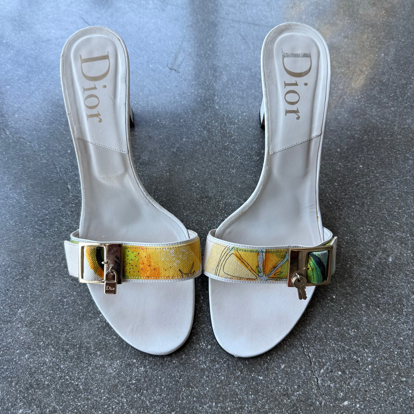 SS05 Galliano Dior Citrus Lock & Key Mules - US 11.5-12