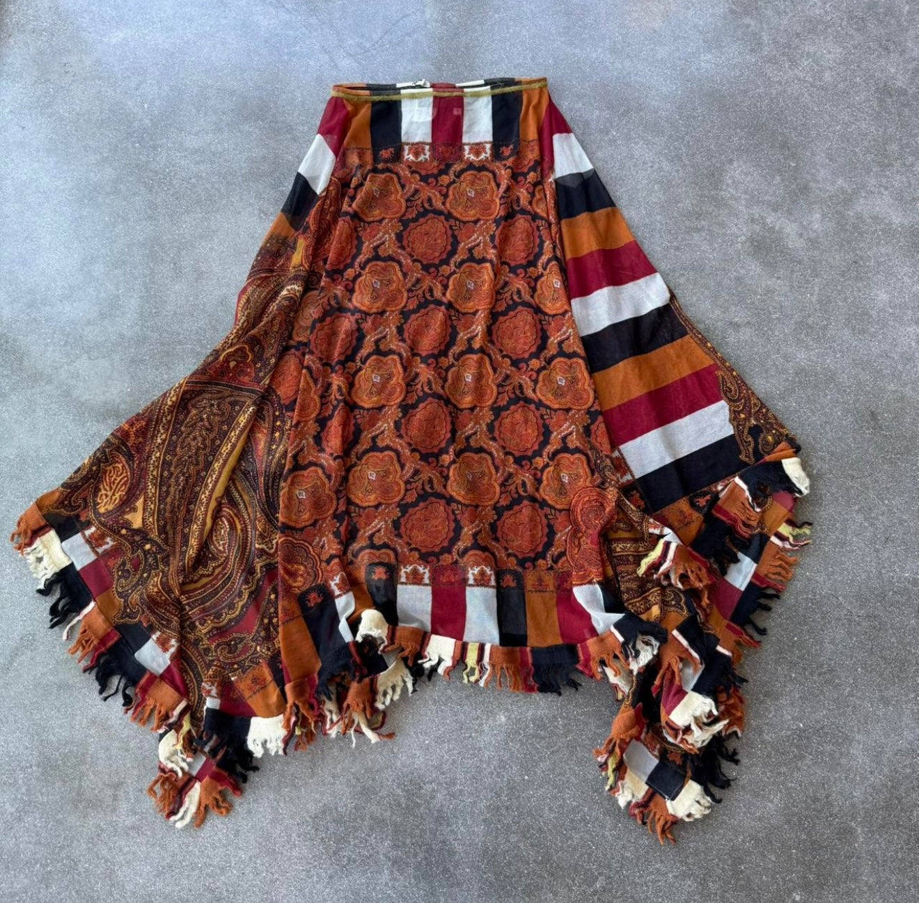 90s Jean Paul Gaultier Paisley Mesh Skirt Set - US Xs-M
