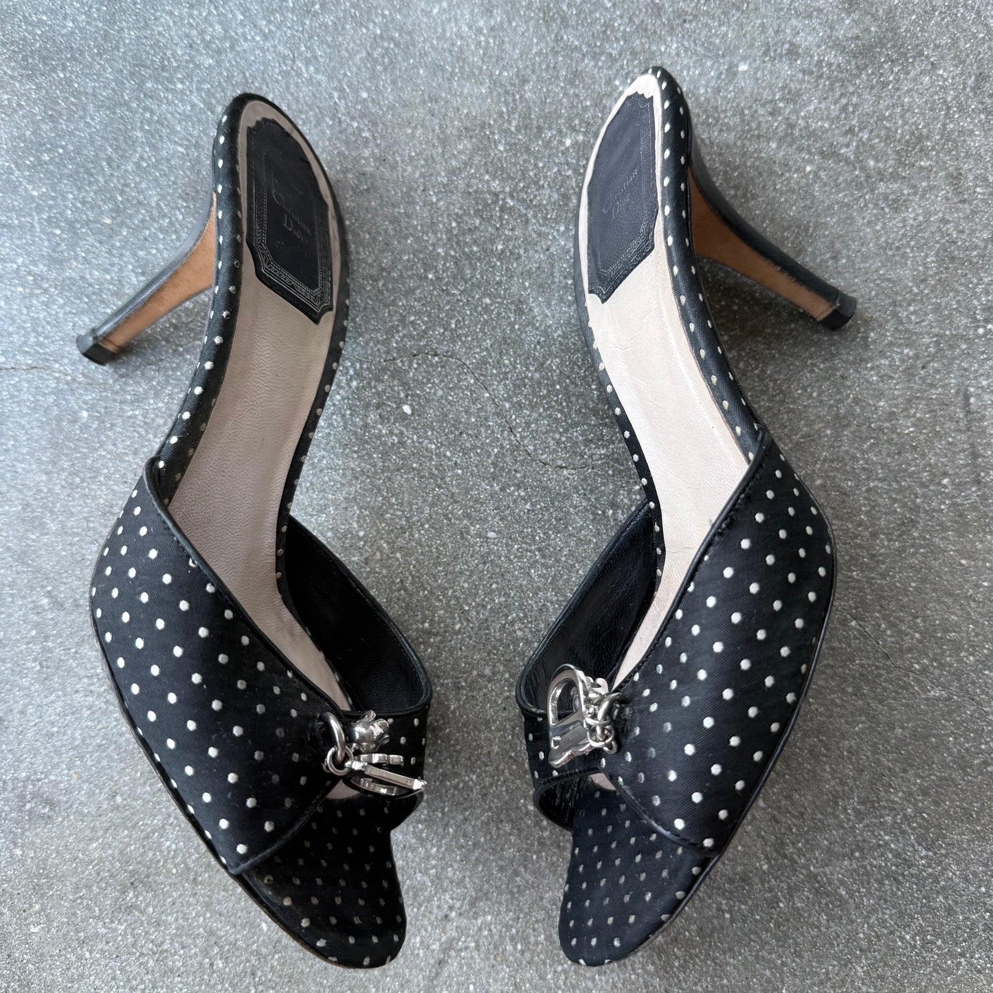 John Galliano Christian Dior Polka Dot Satin Mules - US 5.5-6