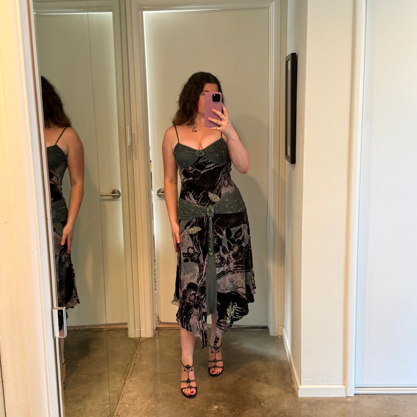 Vintage Sue Wong Silk Velvet Burnout Dress