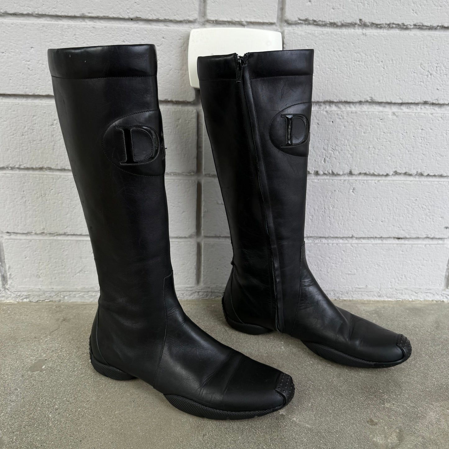 FW01 John Galliano Christian Dior Black Moto Boots - US 7