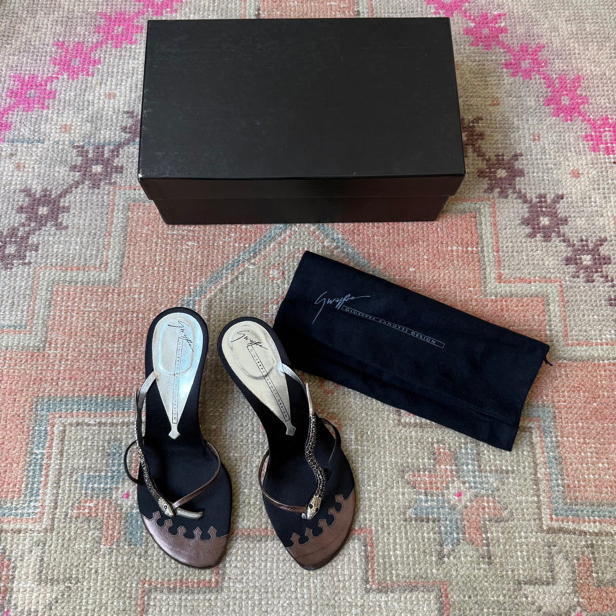Y2K Giuseppe Zanotti Black Snake Sandals - US 6