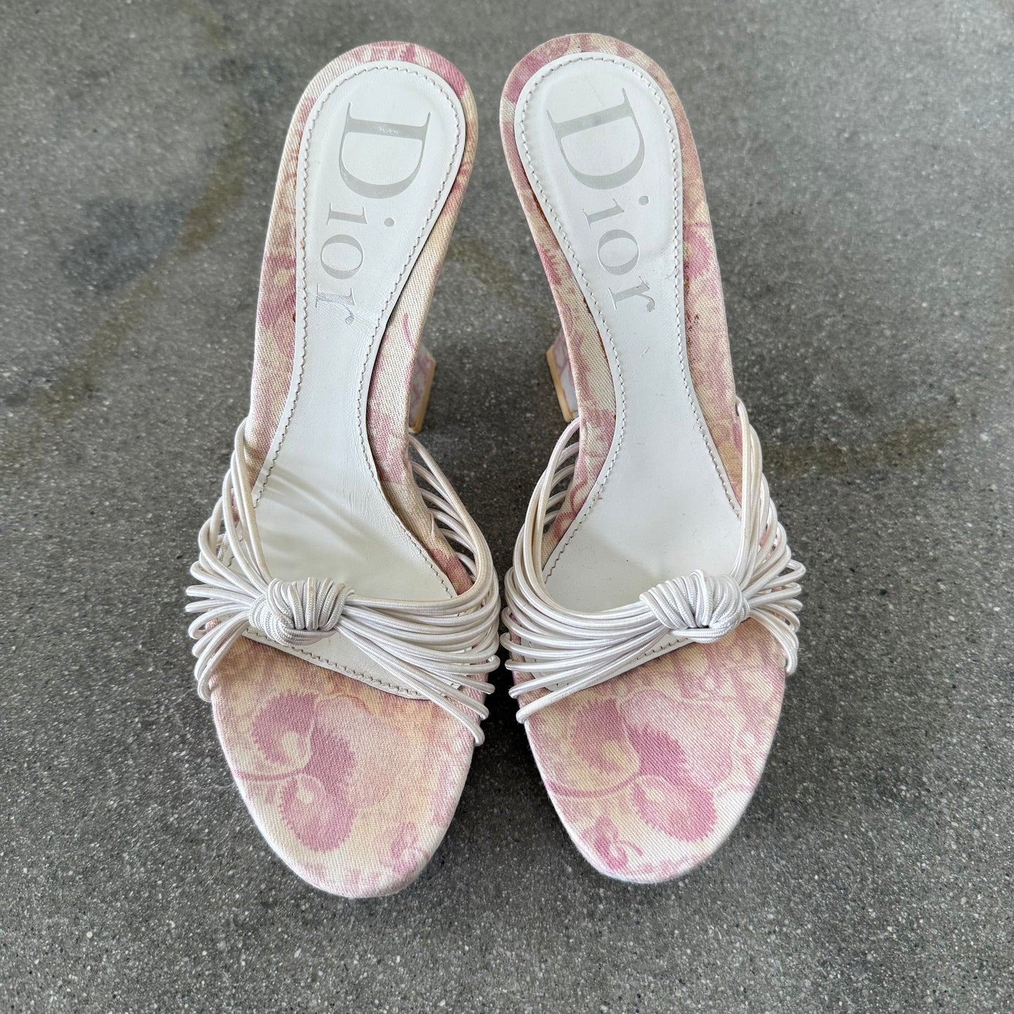 SS04 Galliano Dior Girly Knotted Wedges - US 6.5