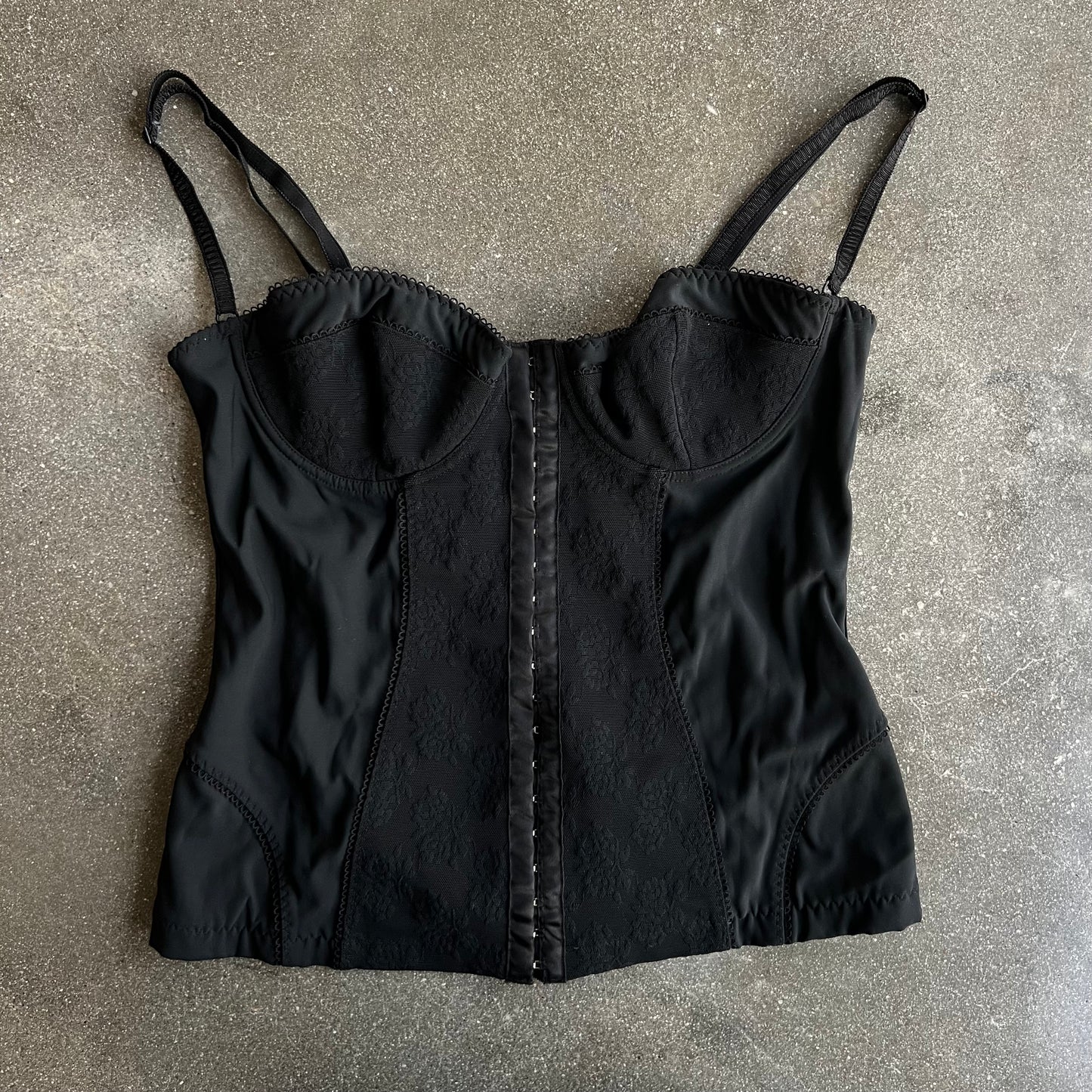 Early 2010s D&G by Dolce & Gabbana black Corset & Skirt Set
