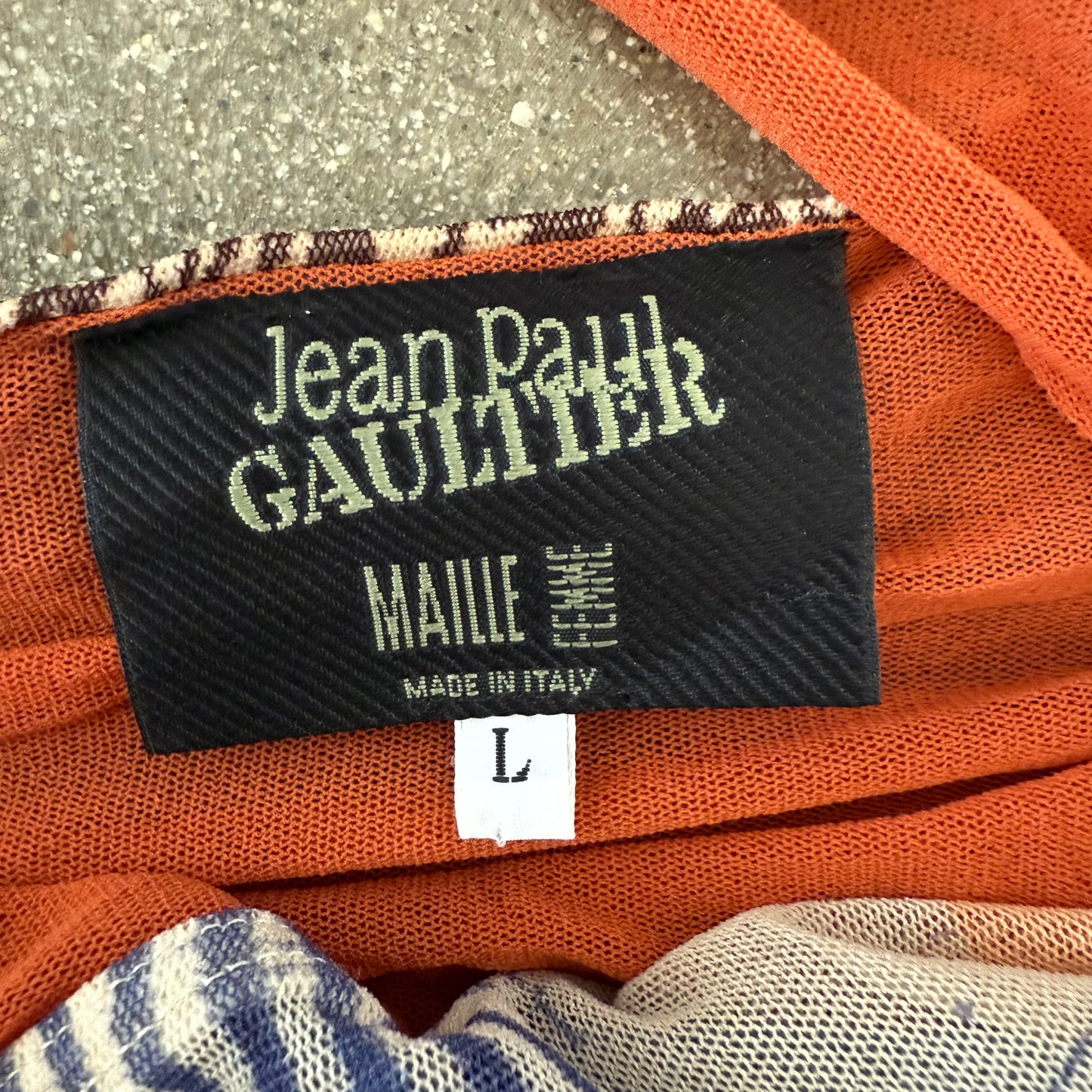 00s Jean Paul Gaultier Orange and Blue Mesh Paisley Skirt - One Size