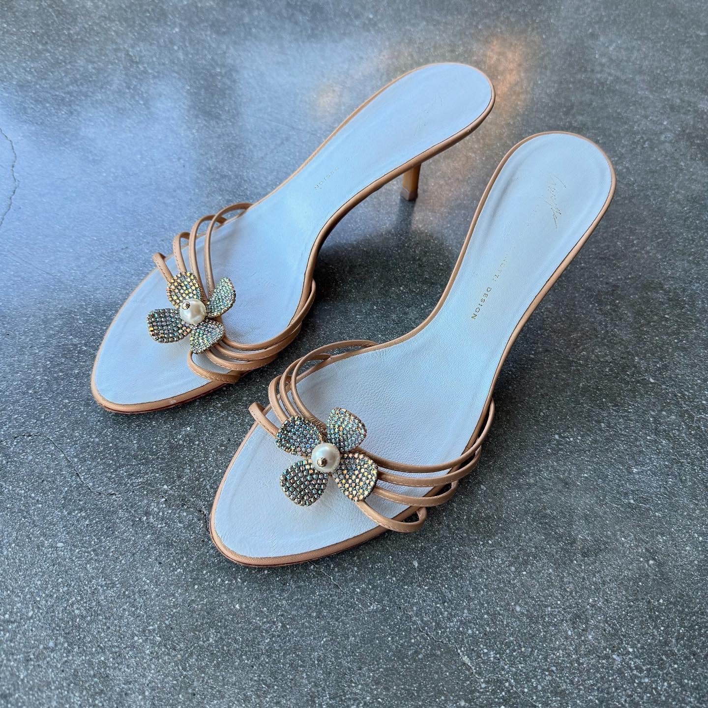 00s Giuseppe Zanotti Iridescent Flower Mules - US 8-8.5