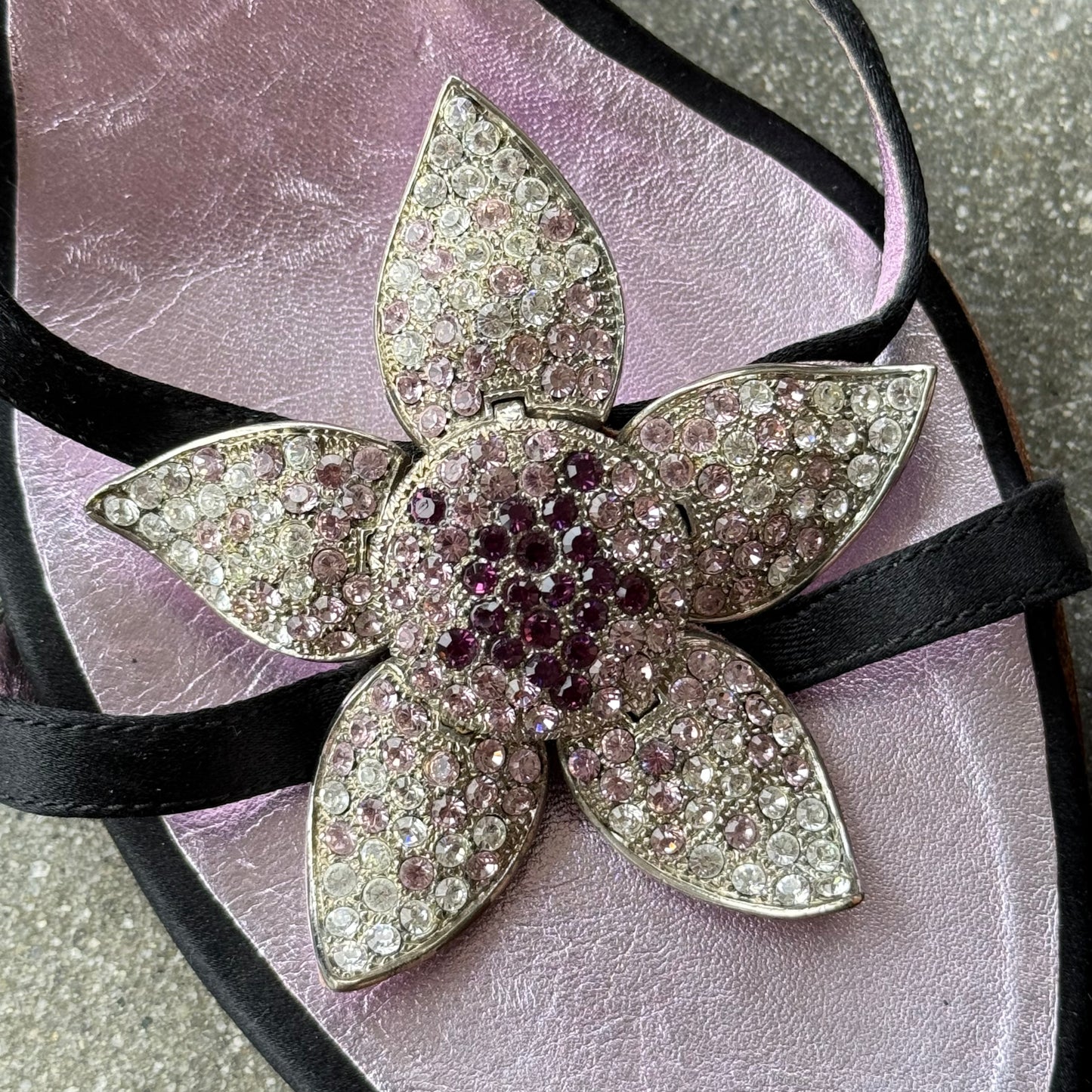 00s Giuseppe Zanotti Purple Crystal Flower Mules - US 8-8.5