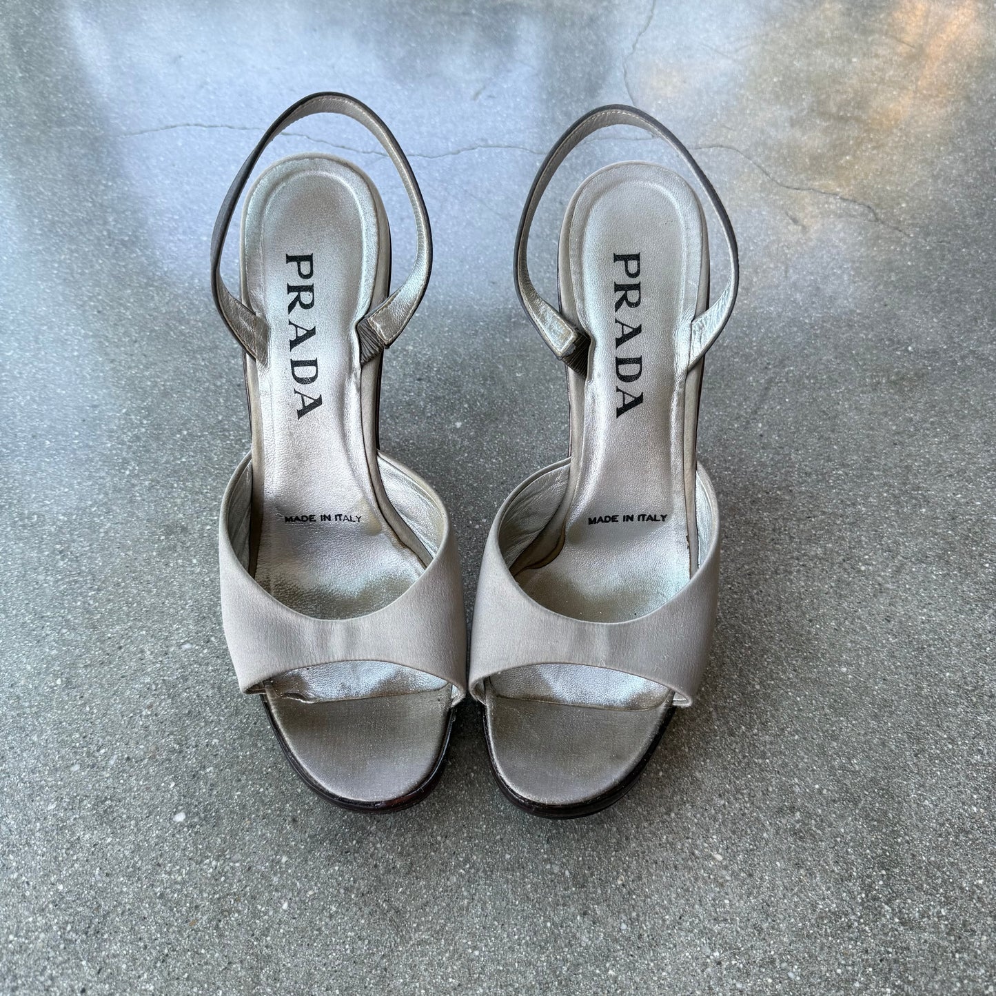 SS98 Prada Satin & Lucite Slingback Wedge - US 7.5-8