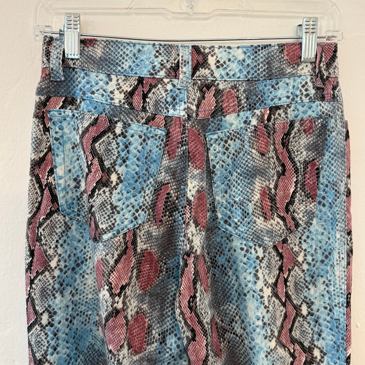 Y2K Ungaro Blue and Pink Snake Print Jeans - US 4