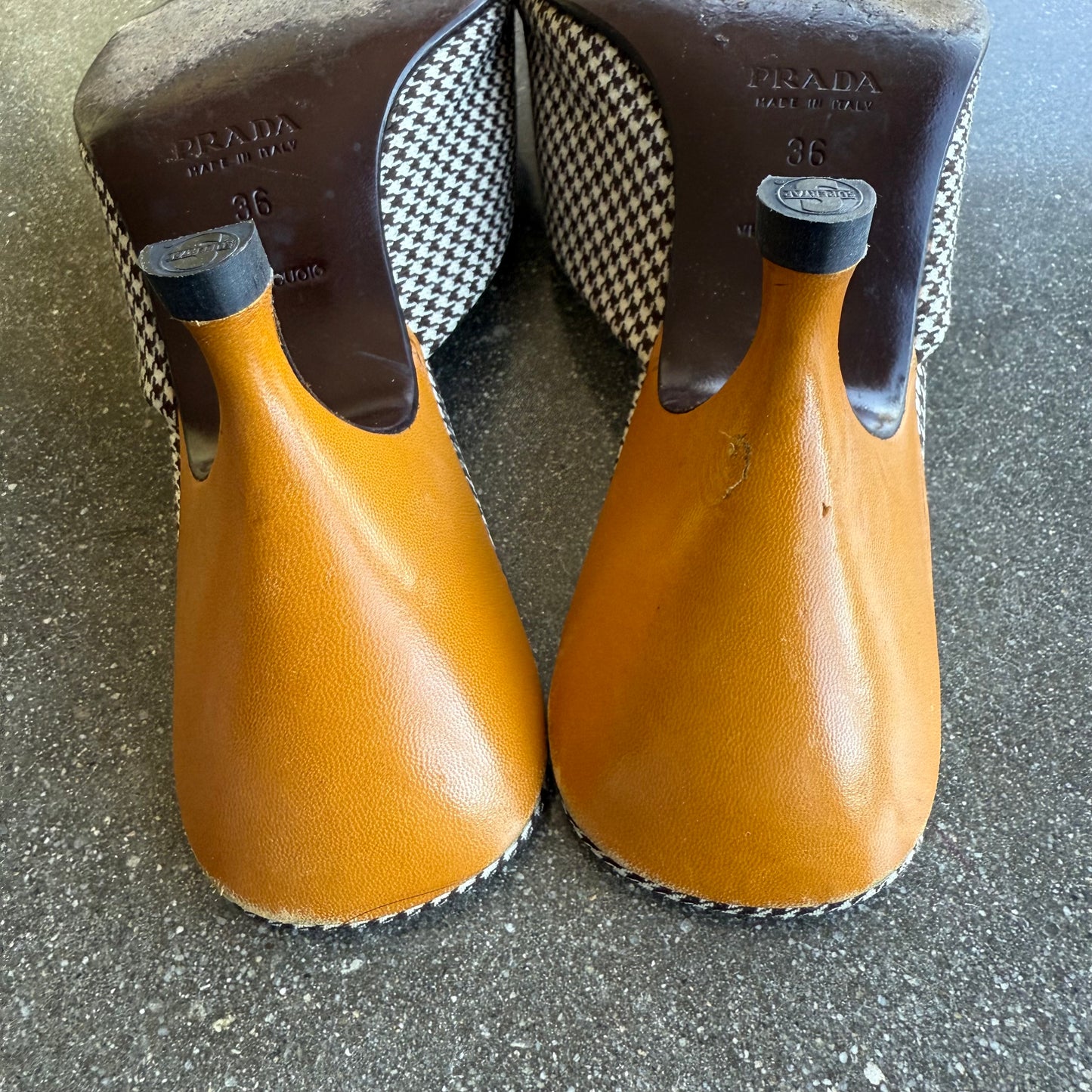 Prada 2003 Houndstooth Mules - US 6-6.5