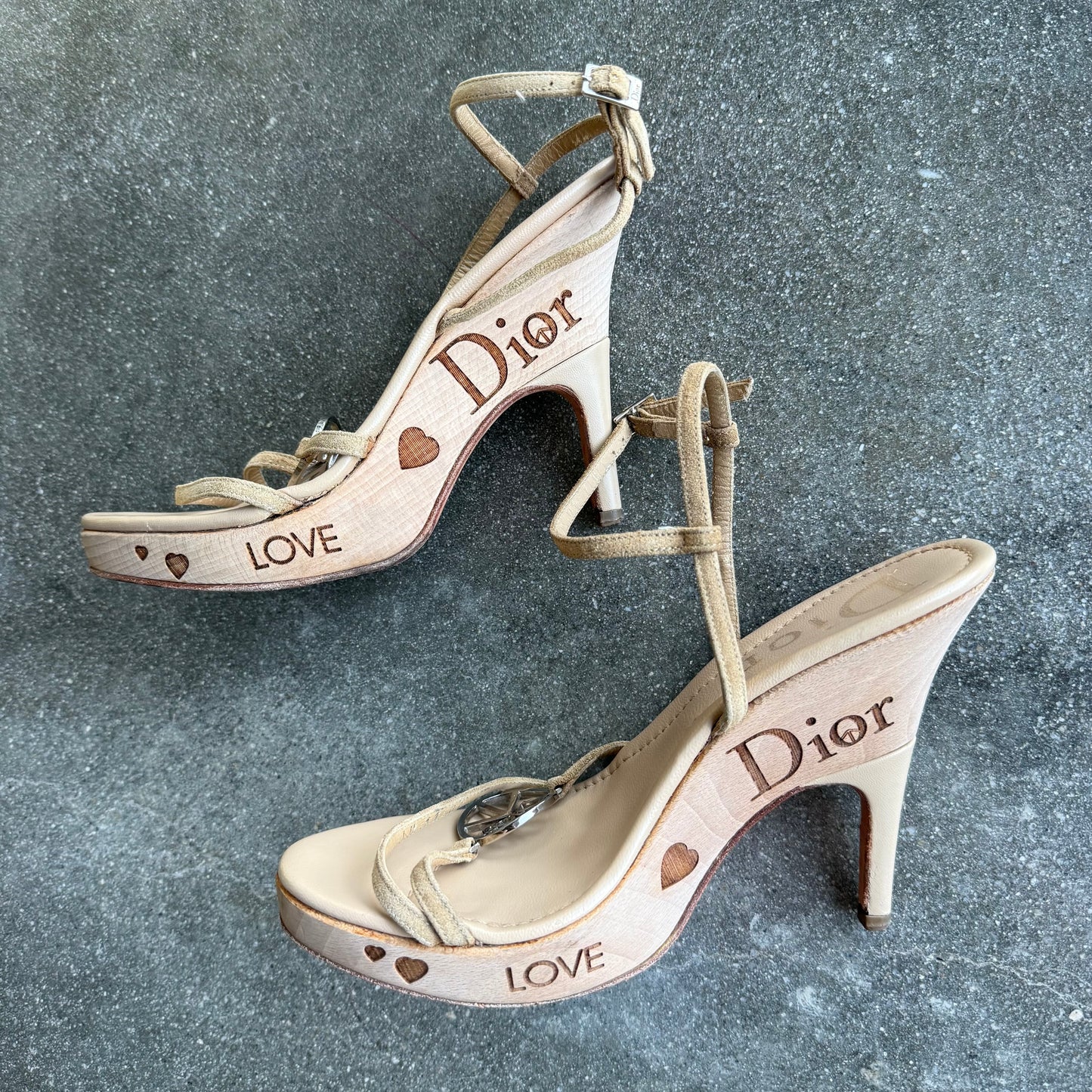 S/S2006 Galliano Dior Peace + Love Wedges - US 6.5