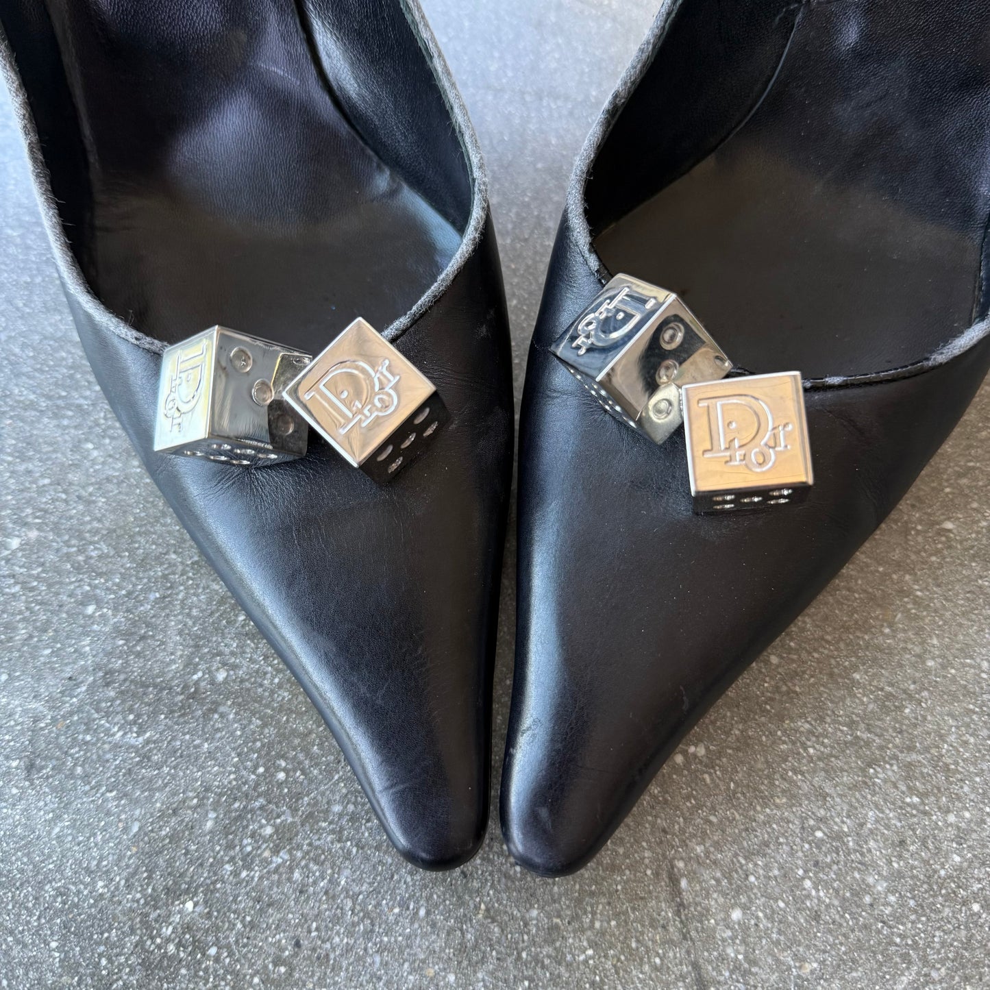 FW04 Galliano Dior Black Leather Dice Pumps - US 7.5-8