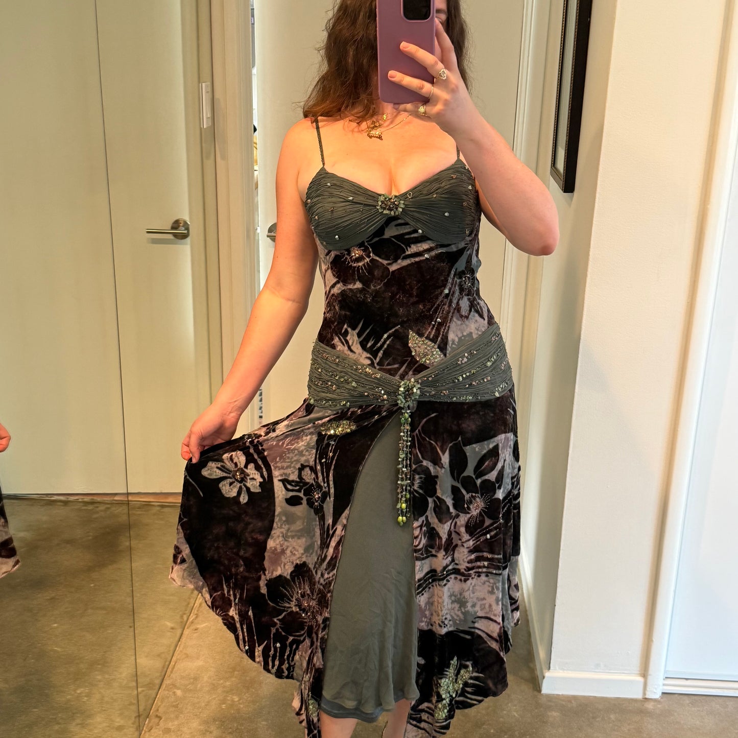 Vintage Sue Wong Silk Velvet Burnout Dress