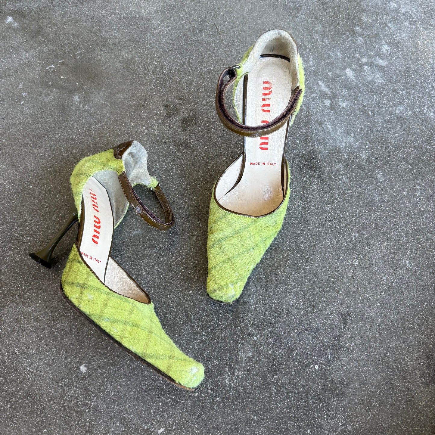 FW99 miu miu Tartan Ponyhair Mary Janes - US 10-10.5