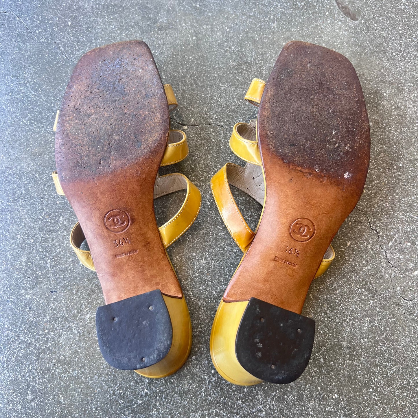 Spring 1995 Yellow Patent Chanel Sandals 37
