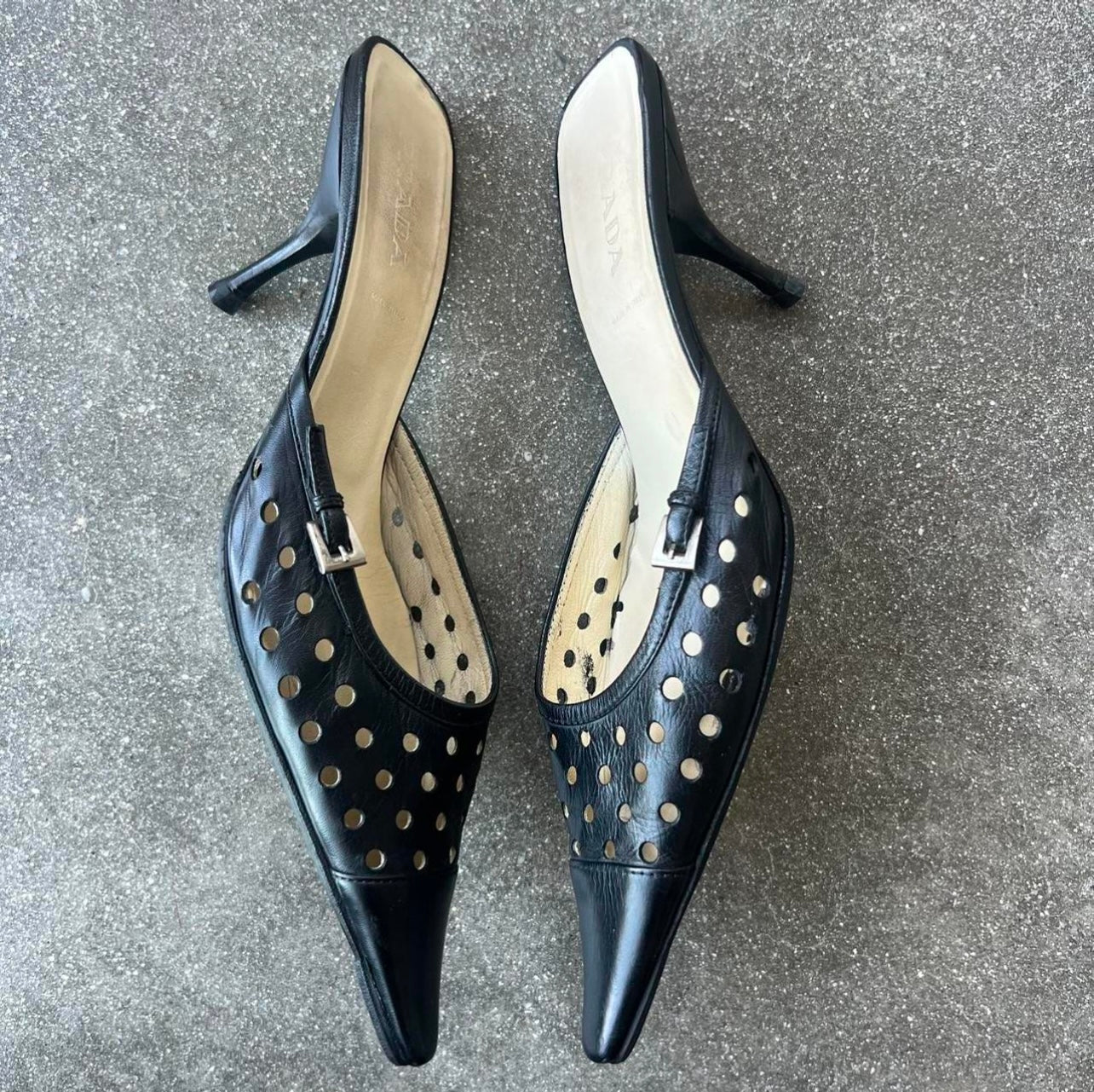 Vintage Prada Perforated Mules - US 8