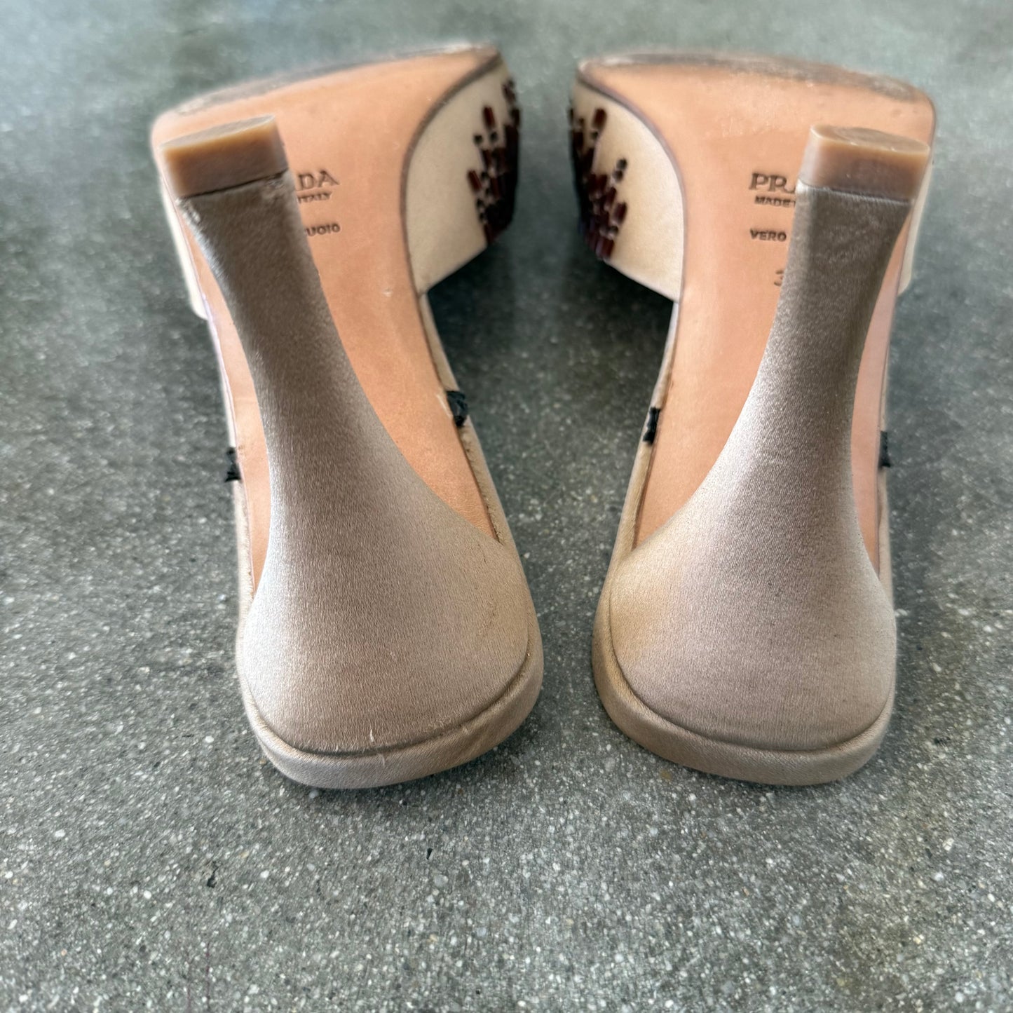 SS98 Prada Silk Satin Beaded Mules - US 7