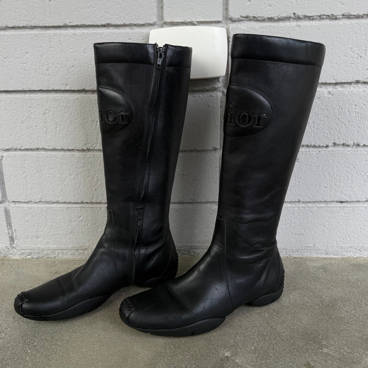 FW01 John Galliano Christian Dior Black Moto Boots - US 7