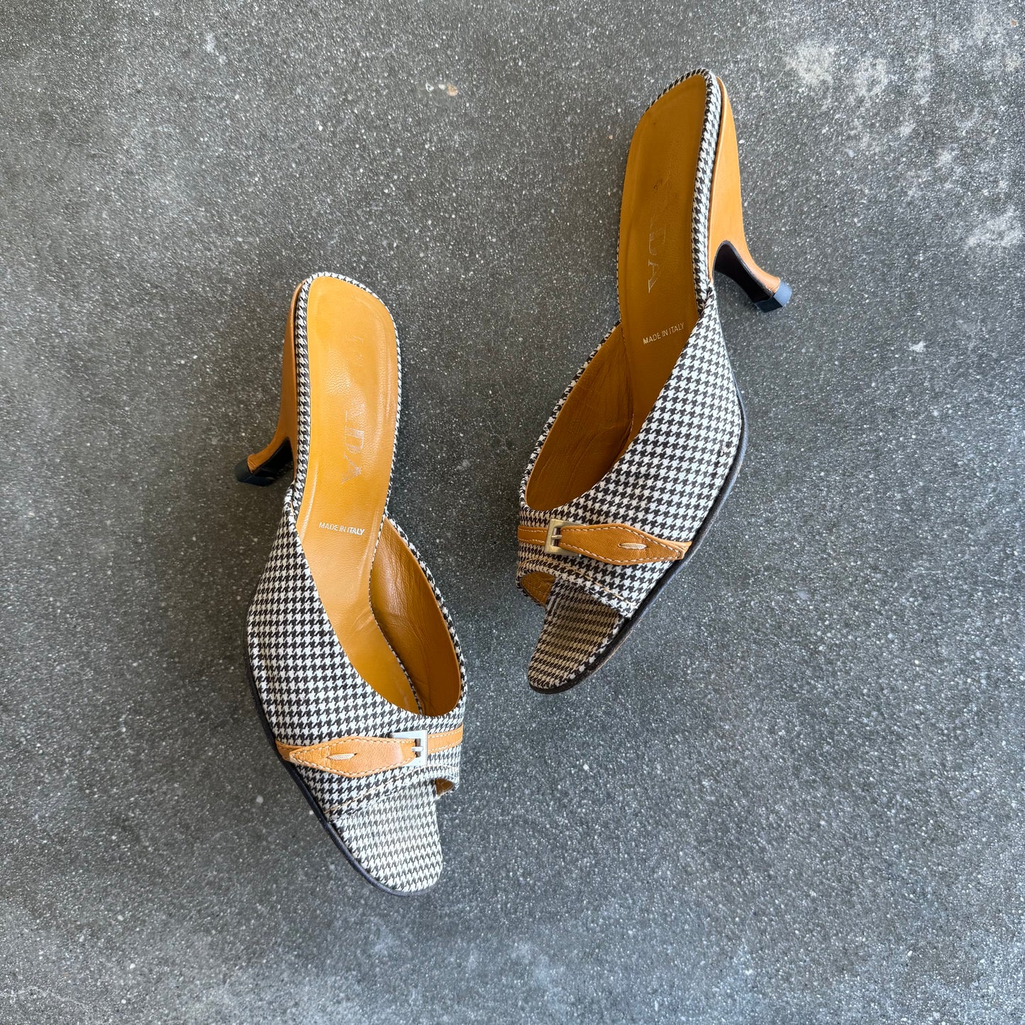 Prada 2003 Houndstooth Mules - US 6-6.5