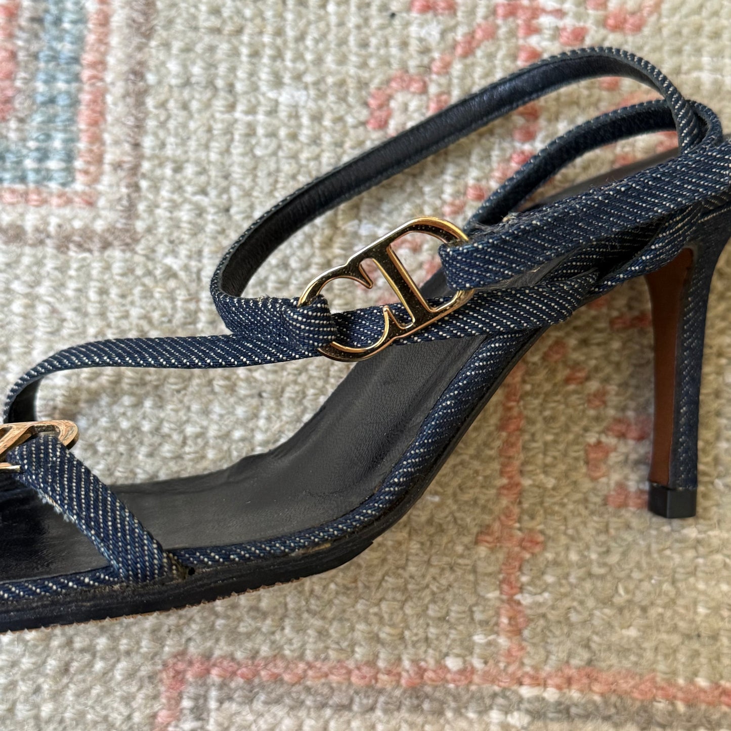 S/S2000 Galliano Dior Denim Wrap Sandals - US 6.5