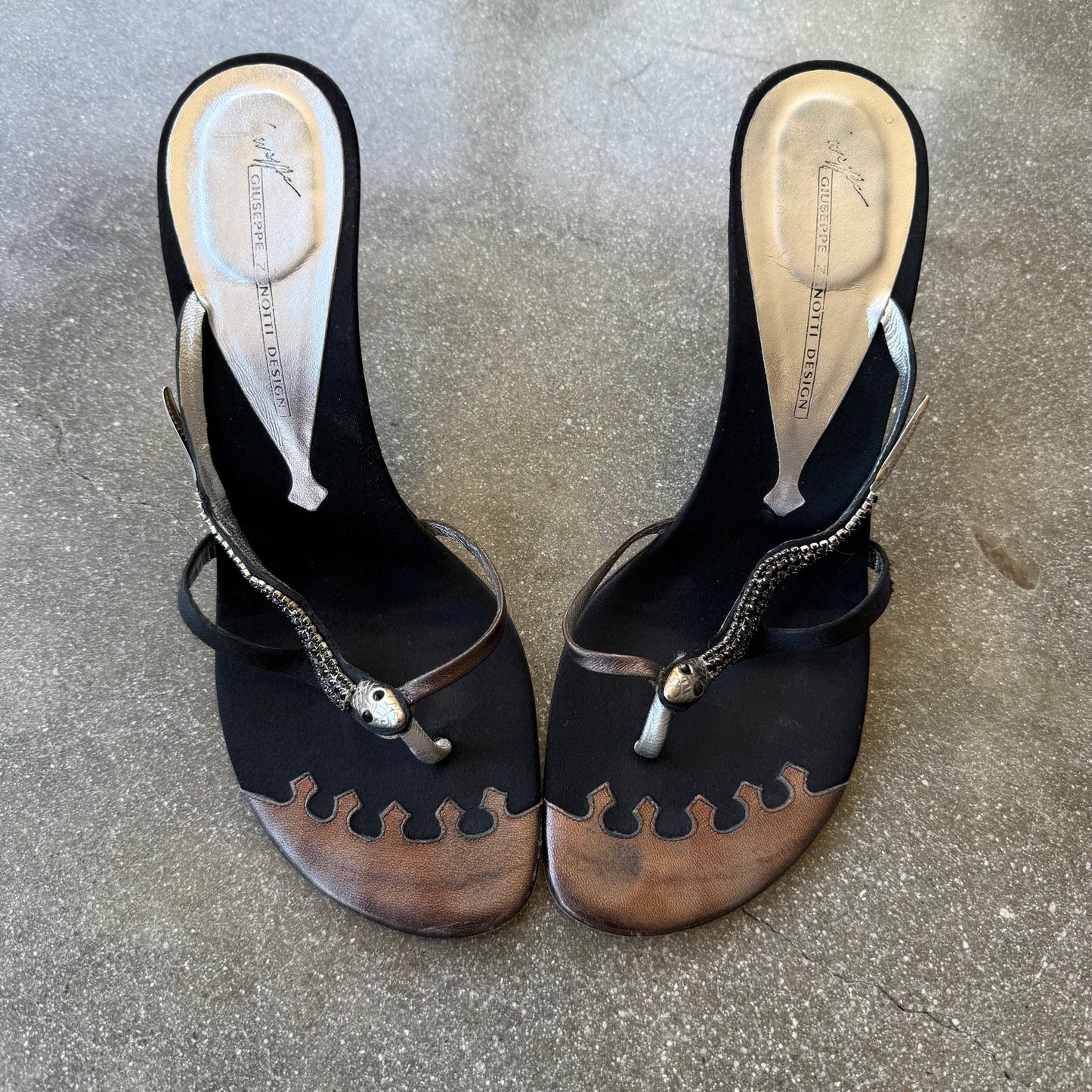 2000s Giuseppe Zanotti Snake Crystal Sandals - US 7-7.5