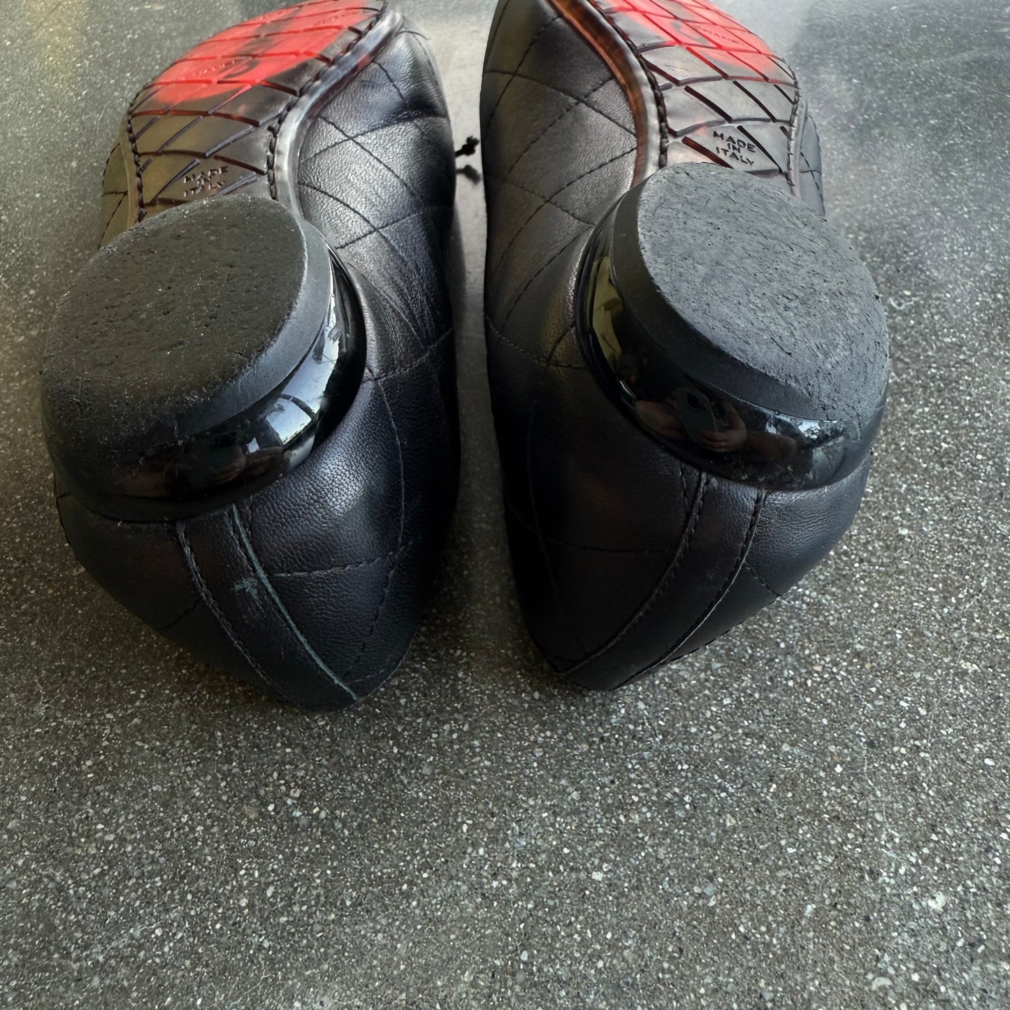 00s Chanel Cambon Lambskin Black Quilted Ballet Flats - US 7
