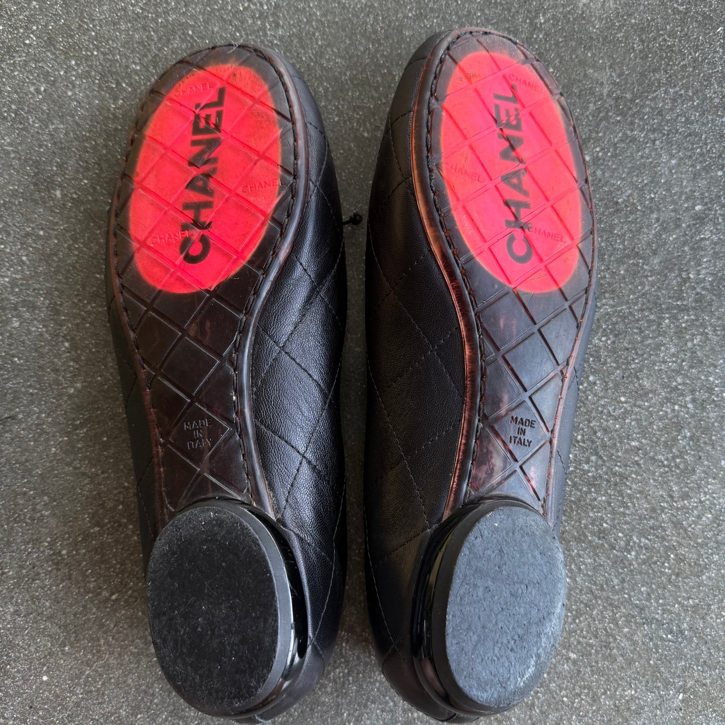 00s Chanel Cambon Lambskin Black Quilted Ballet Flats - US 7