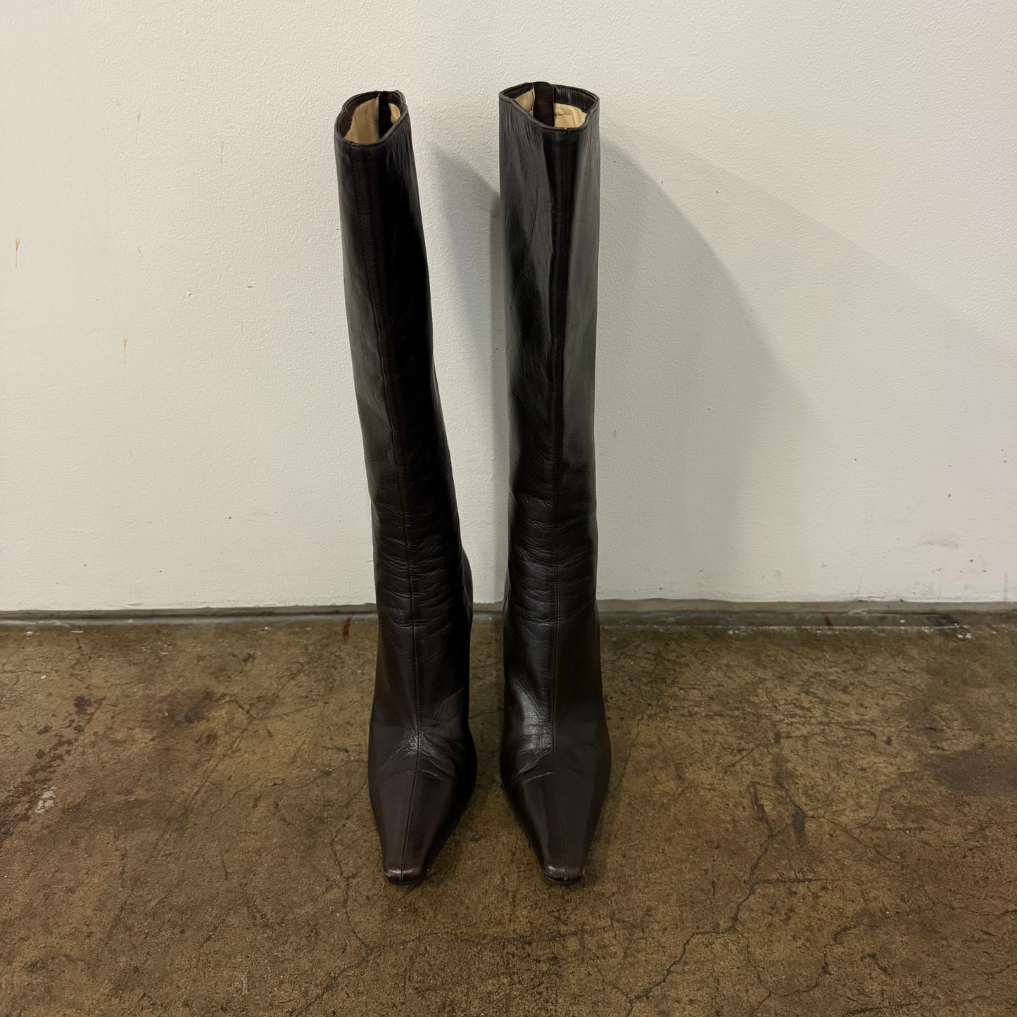 Jimmy Choo Kid Leather Chocolate Brown Boots - US 5.5-6