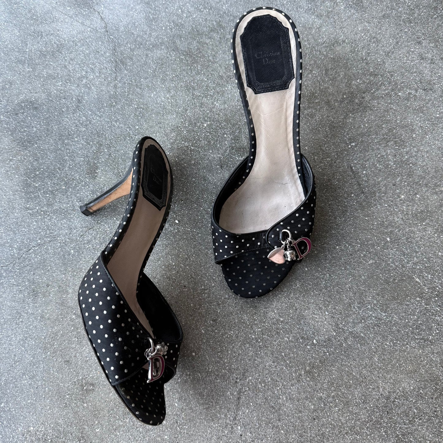 John Galliano Christian Dior Polka Dot Satin Mules - US 5.5-6