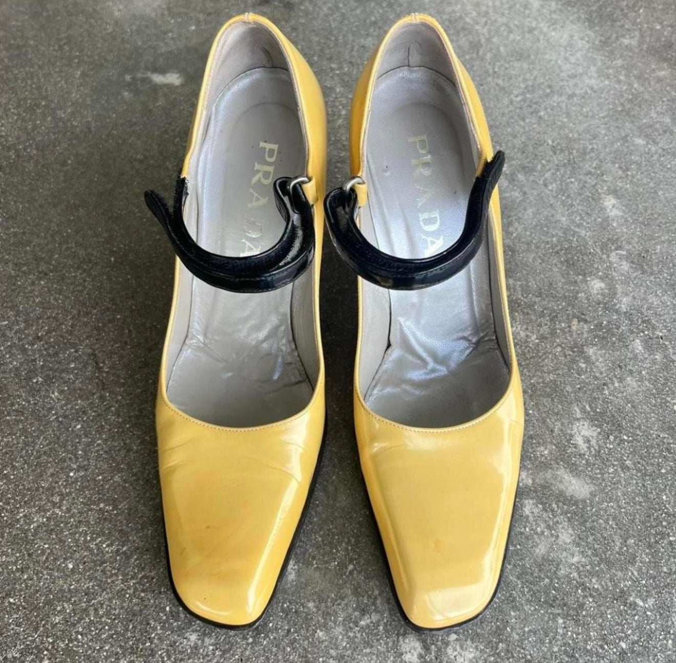Prada FW98 Yellow and Red Patent Leather Mary Janes - US 6.5
