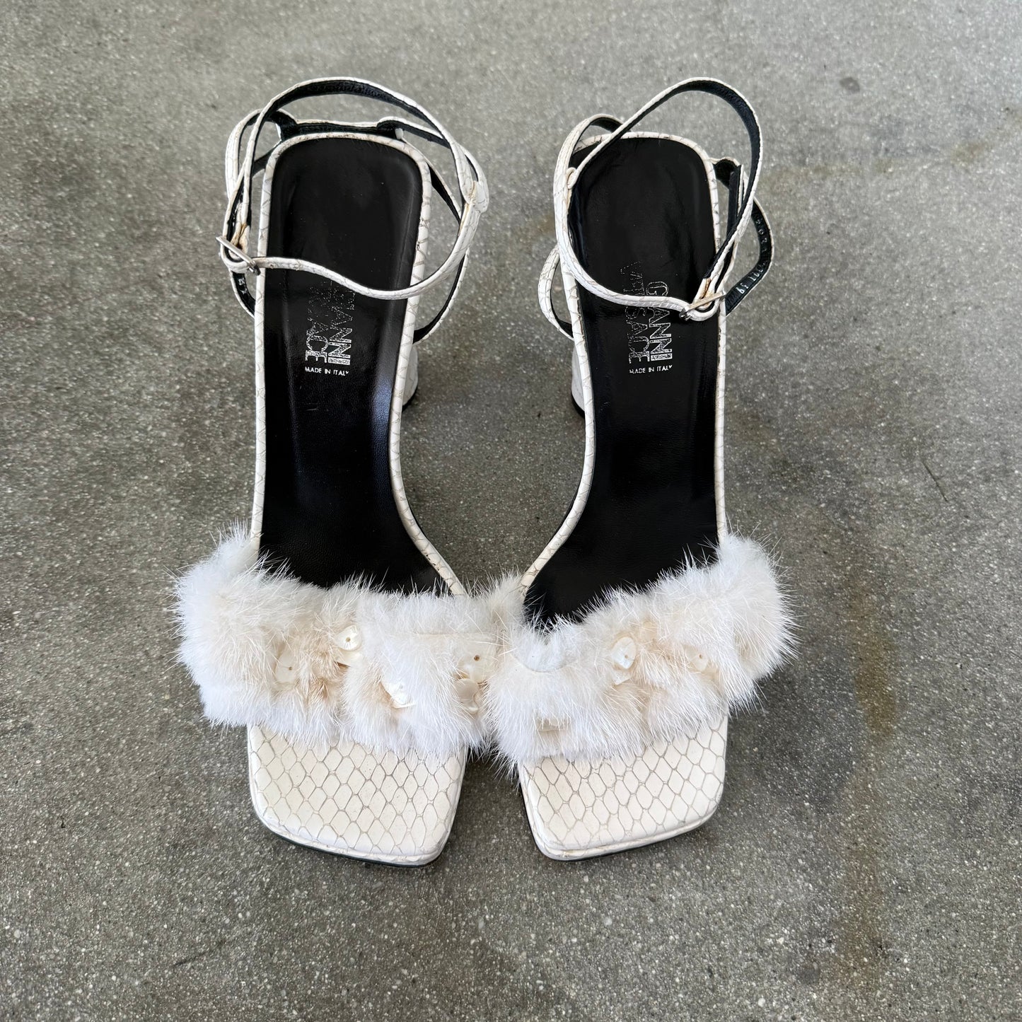 FW99 Gianni Versace Python & Mink Sandals - US 8-8.5