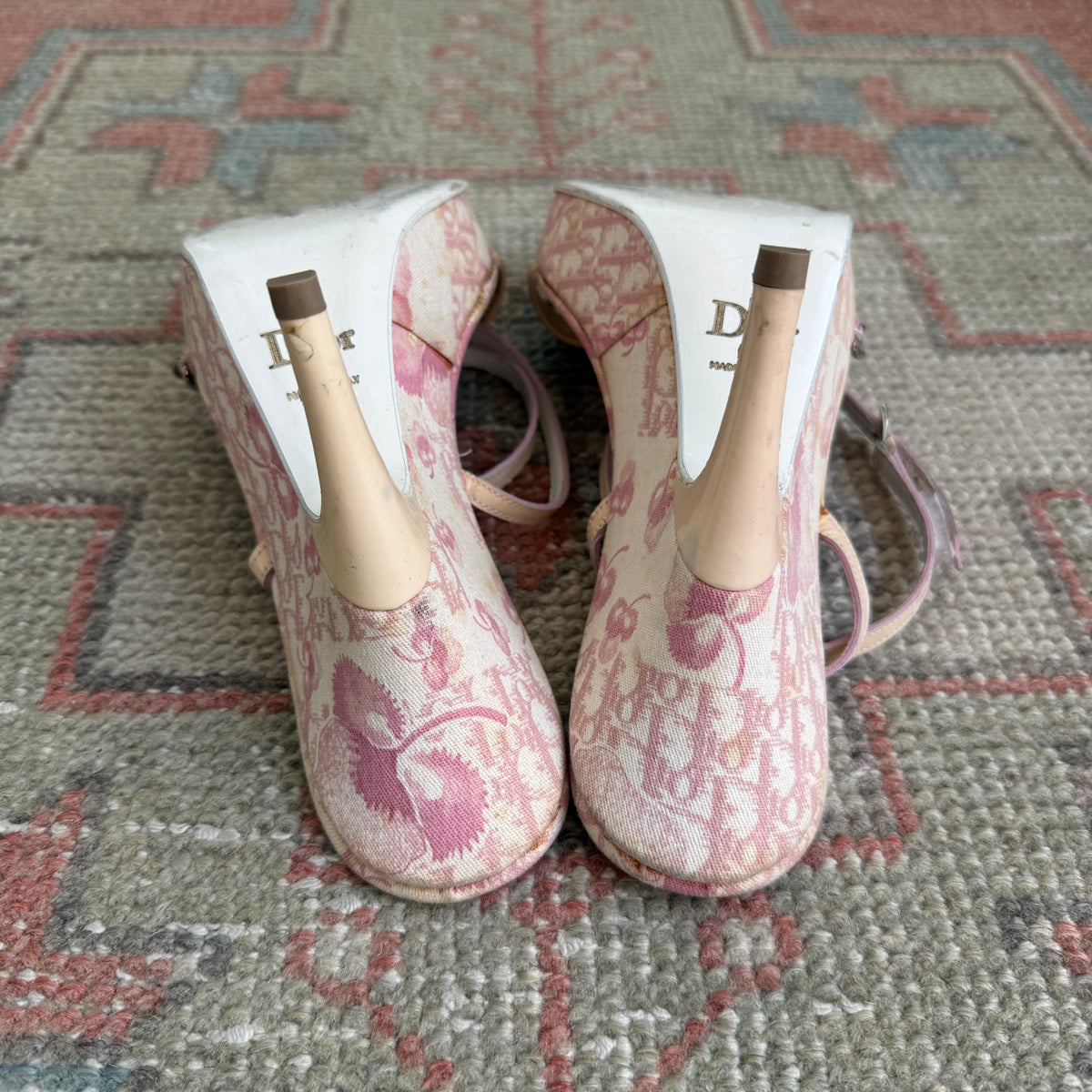 S/S2004 Galliano Dior Cherry Blossom Wrap Wedges - US 6.5-7