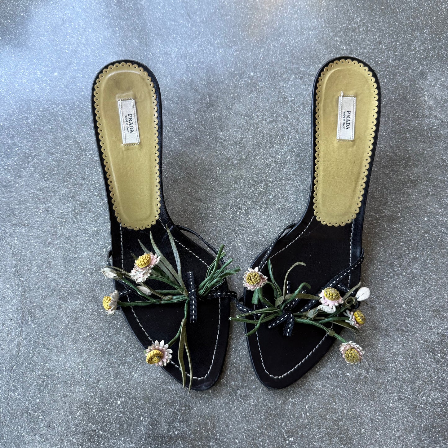 SS03 Prada Black Bouquet Sandals - US 10-10.5