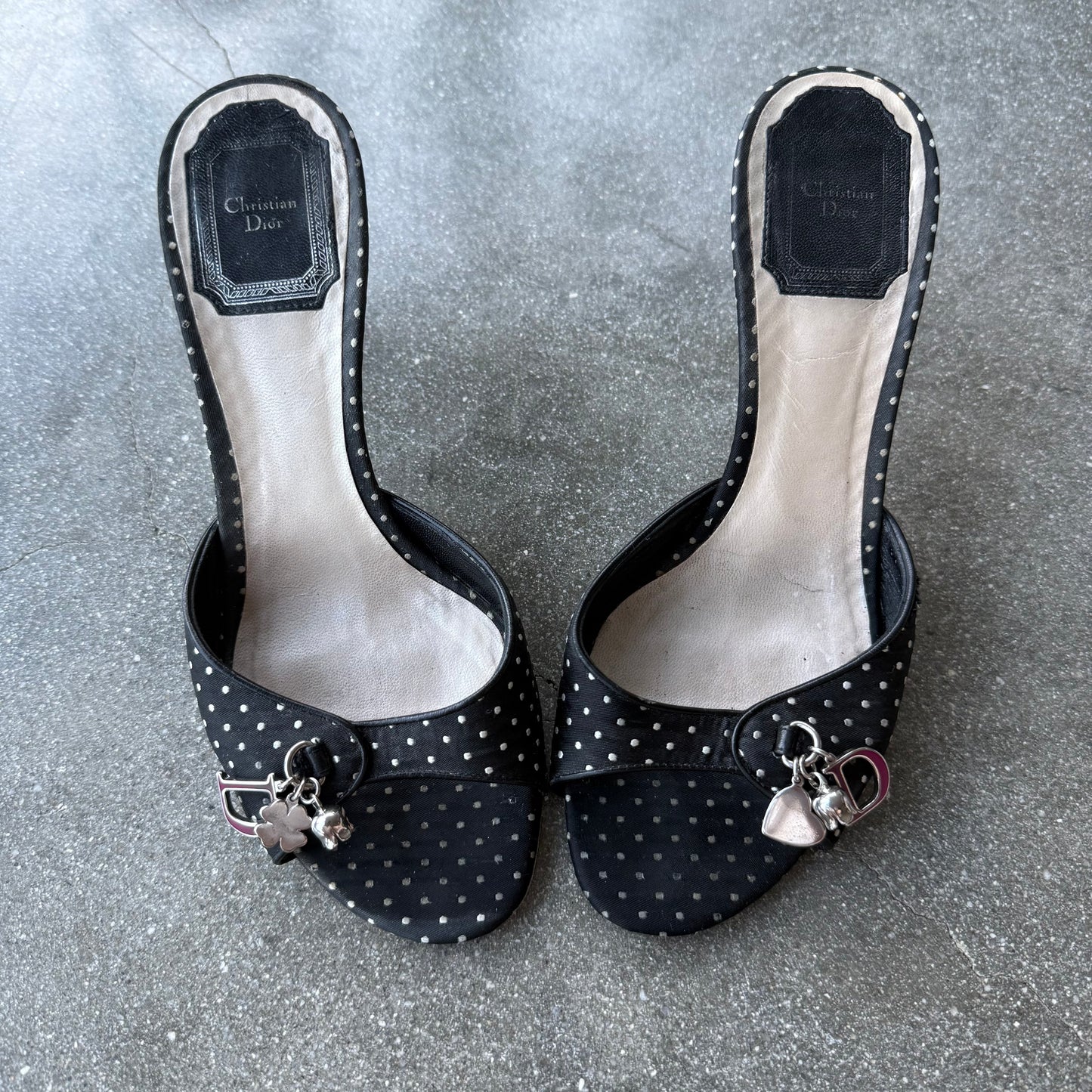 John Galliano Christian Dior Polka Dot Satin Mules - US 5.5-6