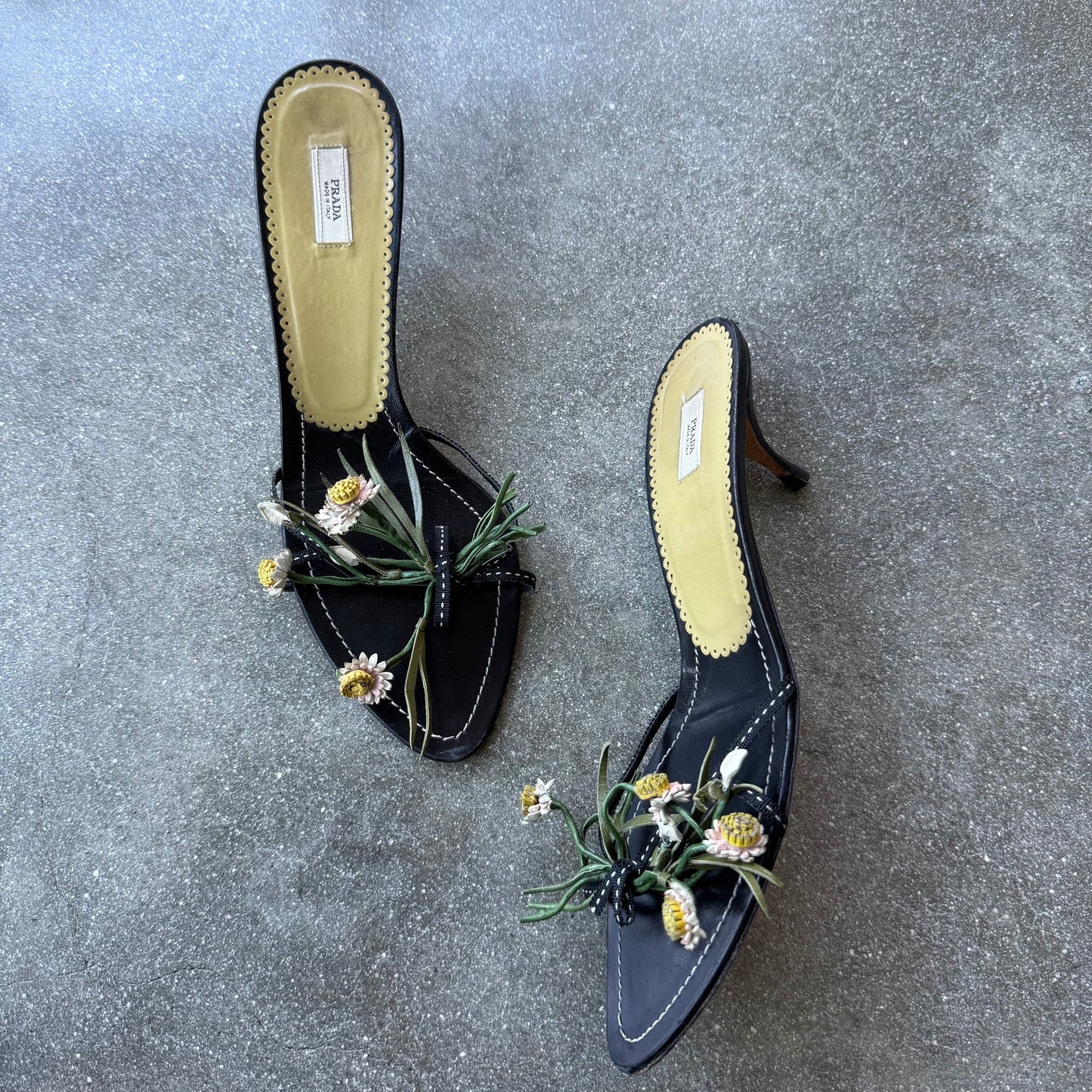SS03 Prada Black Bouquet Sandals - US 10-10.5