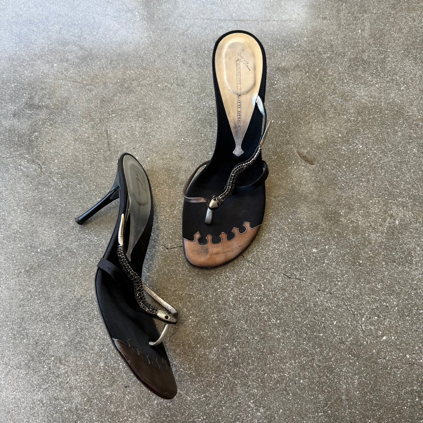 2000s Giuseppe Zanotti Snake Crystal Sandals - US 7-7.5